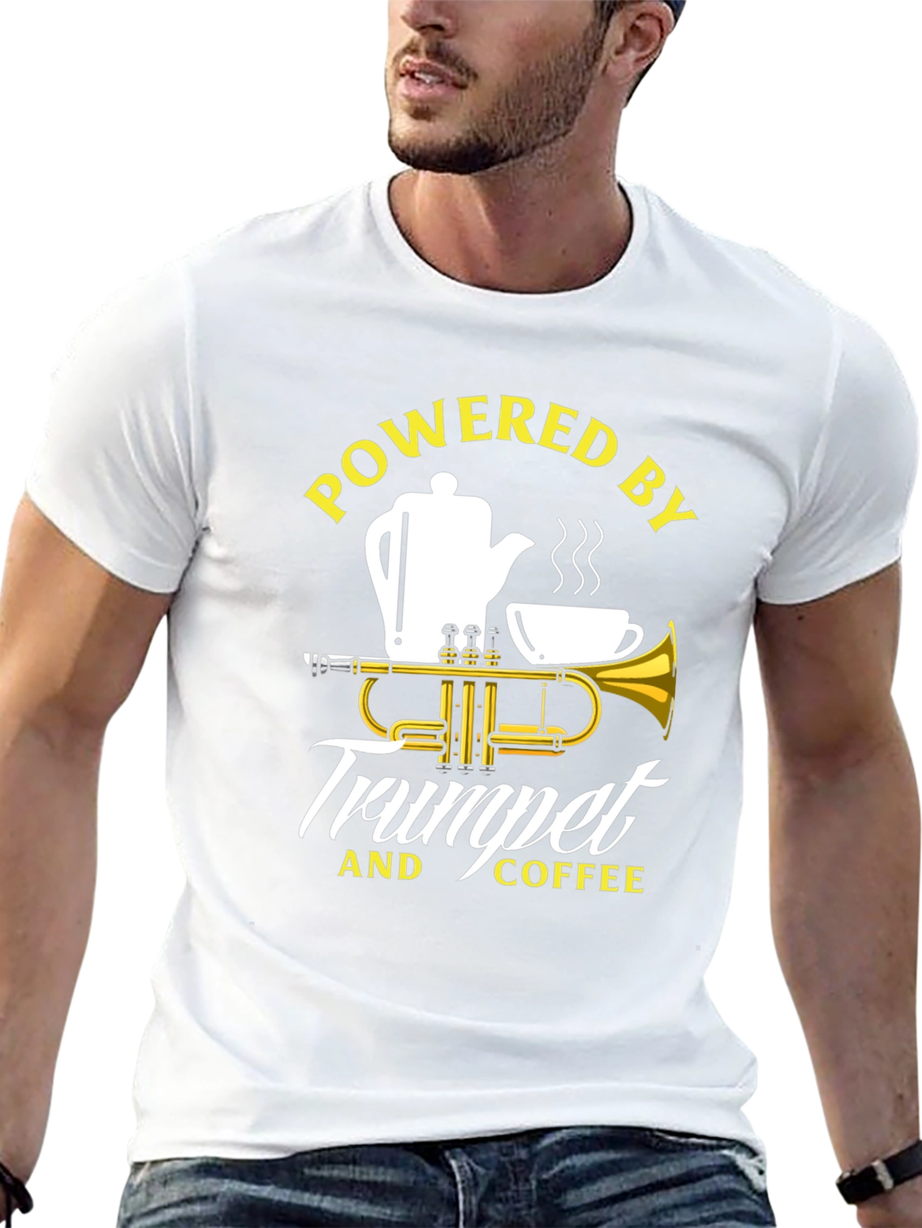 Powered by Trumpet and Coffee Graphic T-Shirt