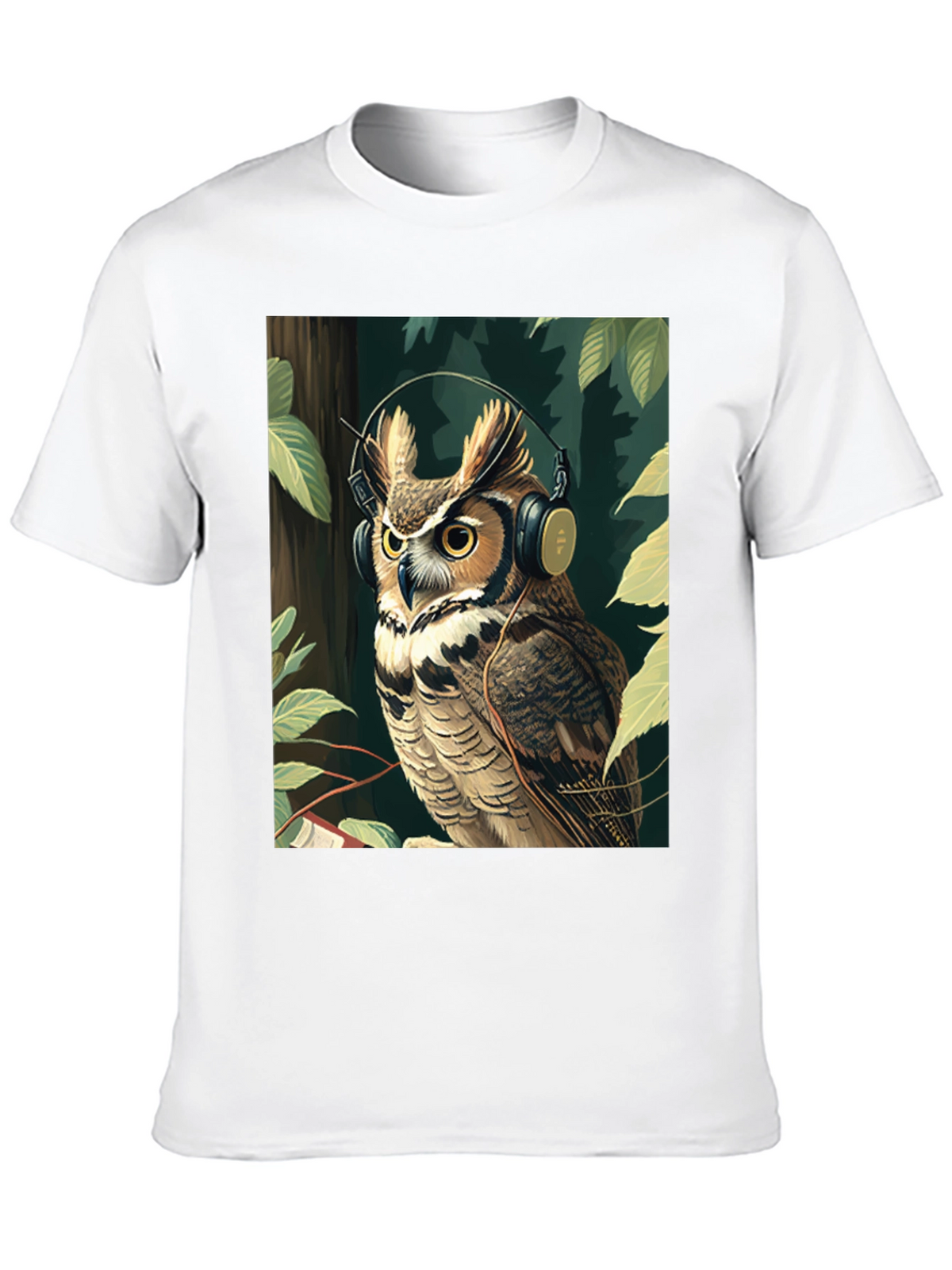 Owl with Headphones Graphic Tee - Stylish & Unique