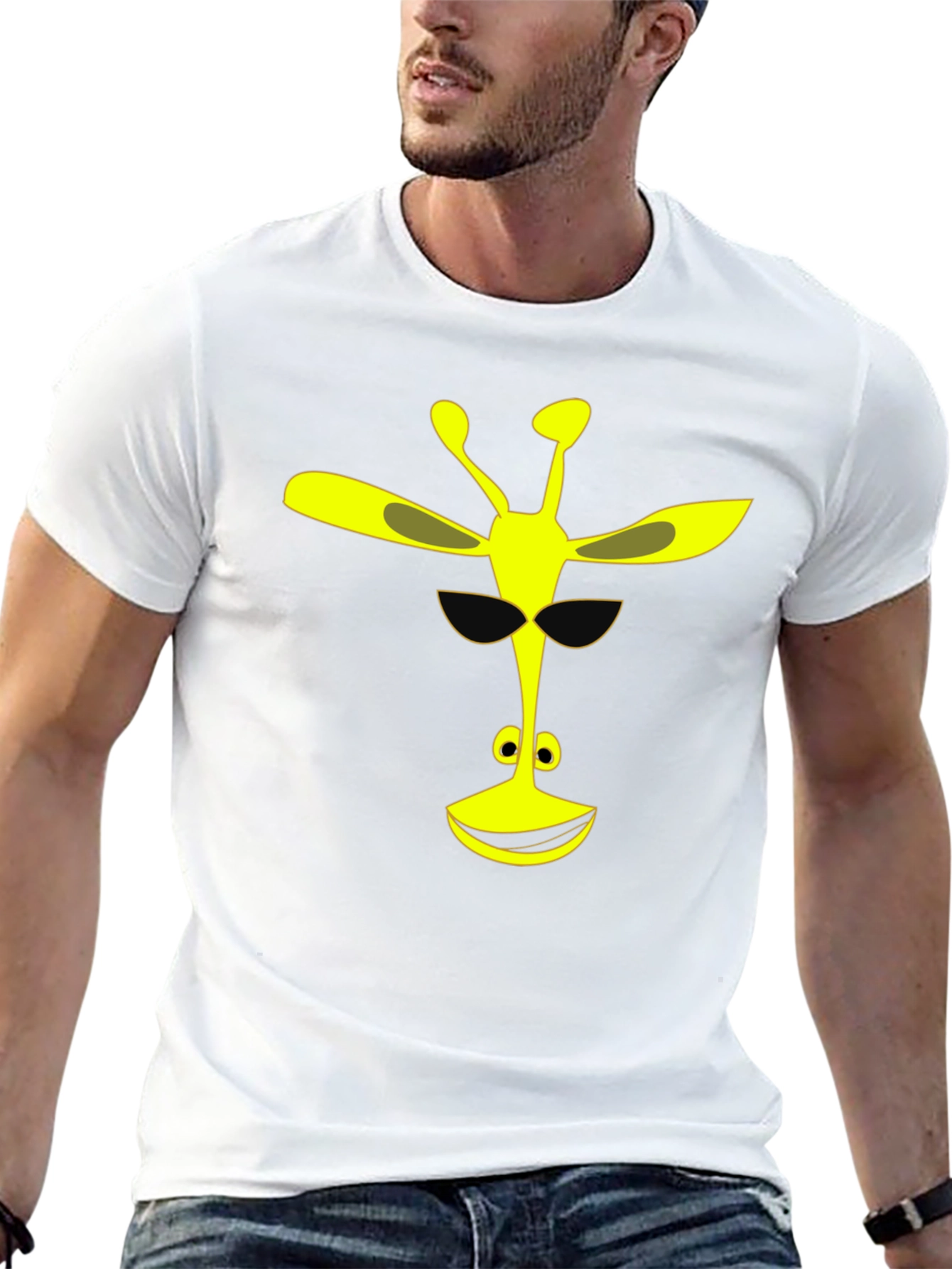 Cool Giraffe Graphic Tee - Black Cotton T-Shirt