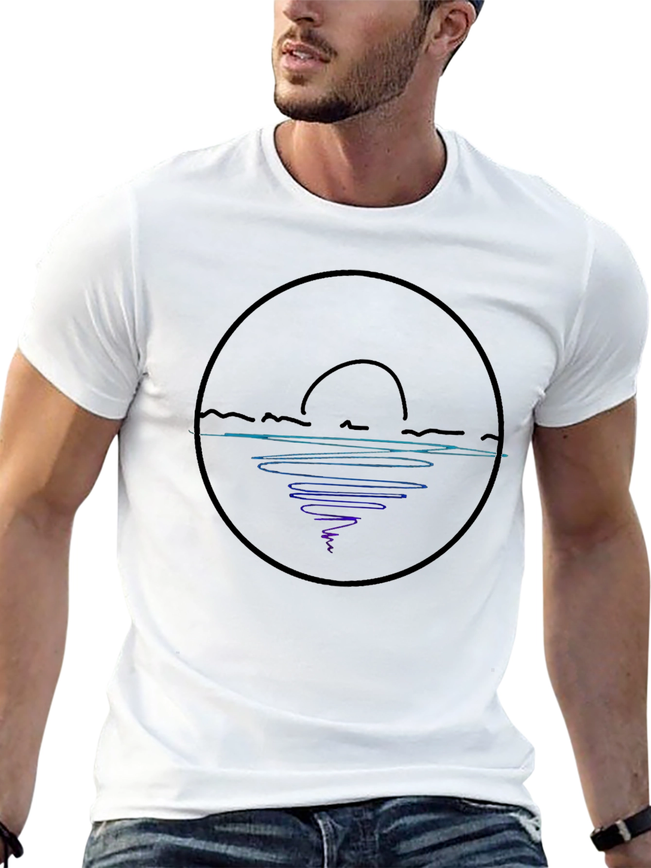 Abstract Sunset Graphic Tee - Black