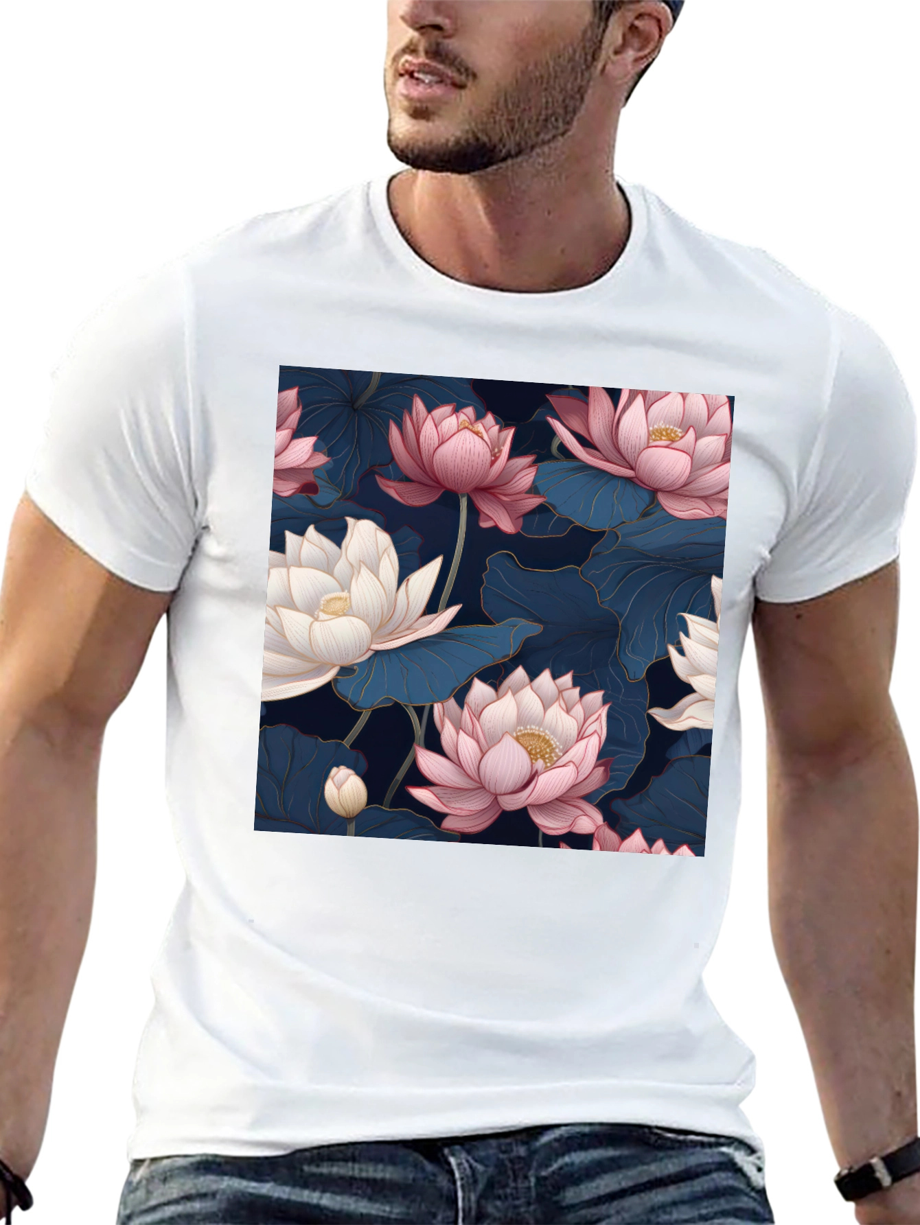Elegant Lotus Blossom Graphic Tee