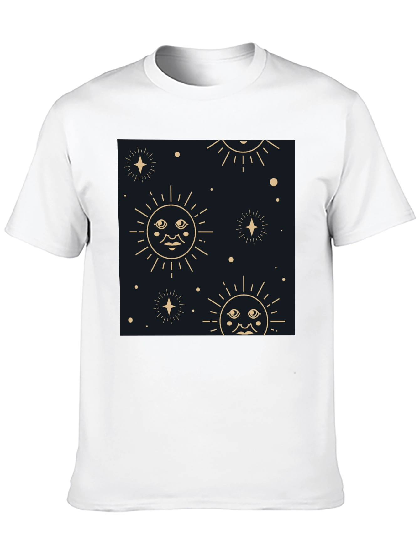 Celestial Sun & Star Graphic Black T-Shirt