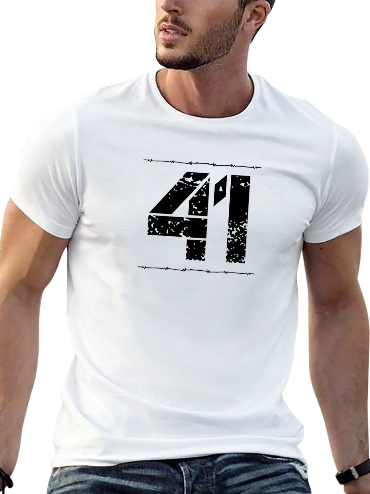 Mens Black 41 Graphic Print T-Shirt
