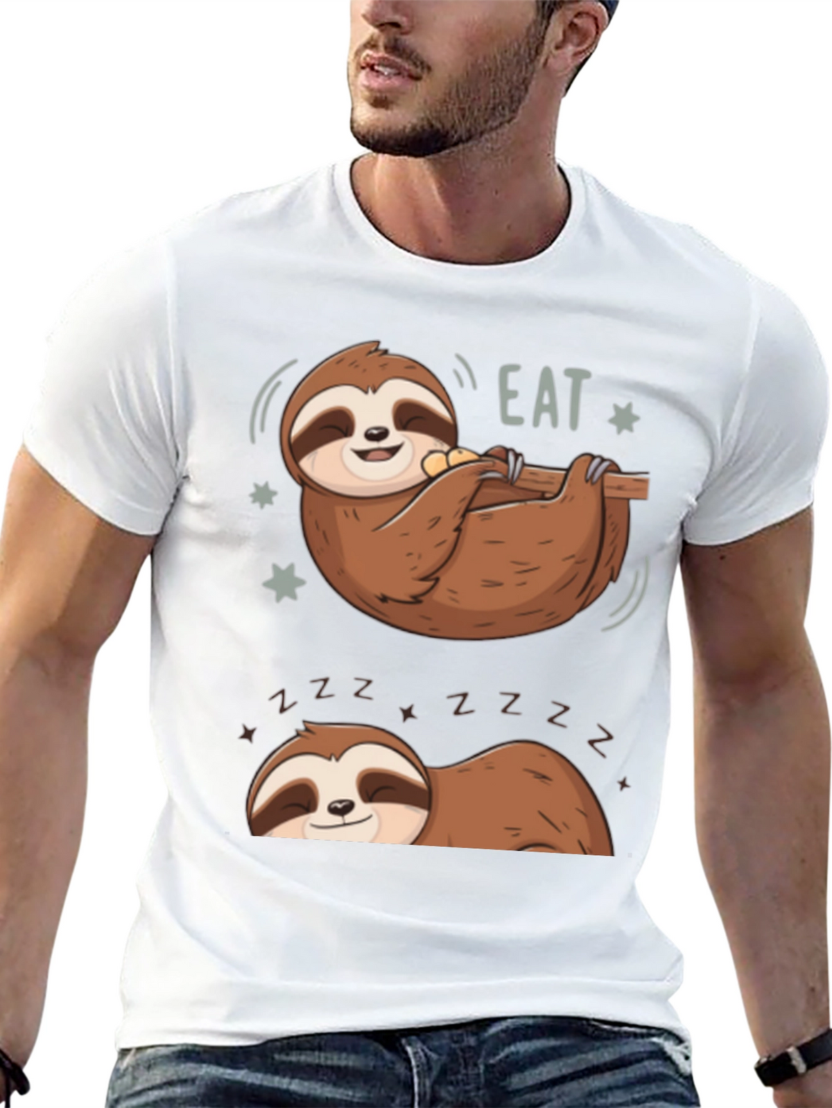 Lazy Sloth Eat & Sleep Graphic Tee