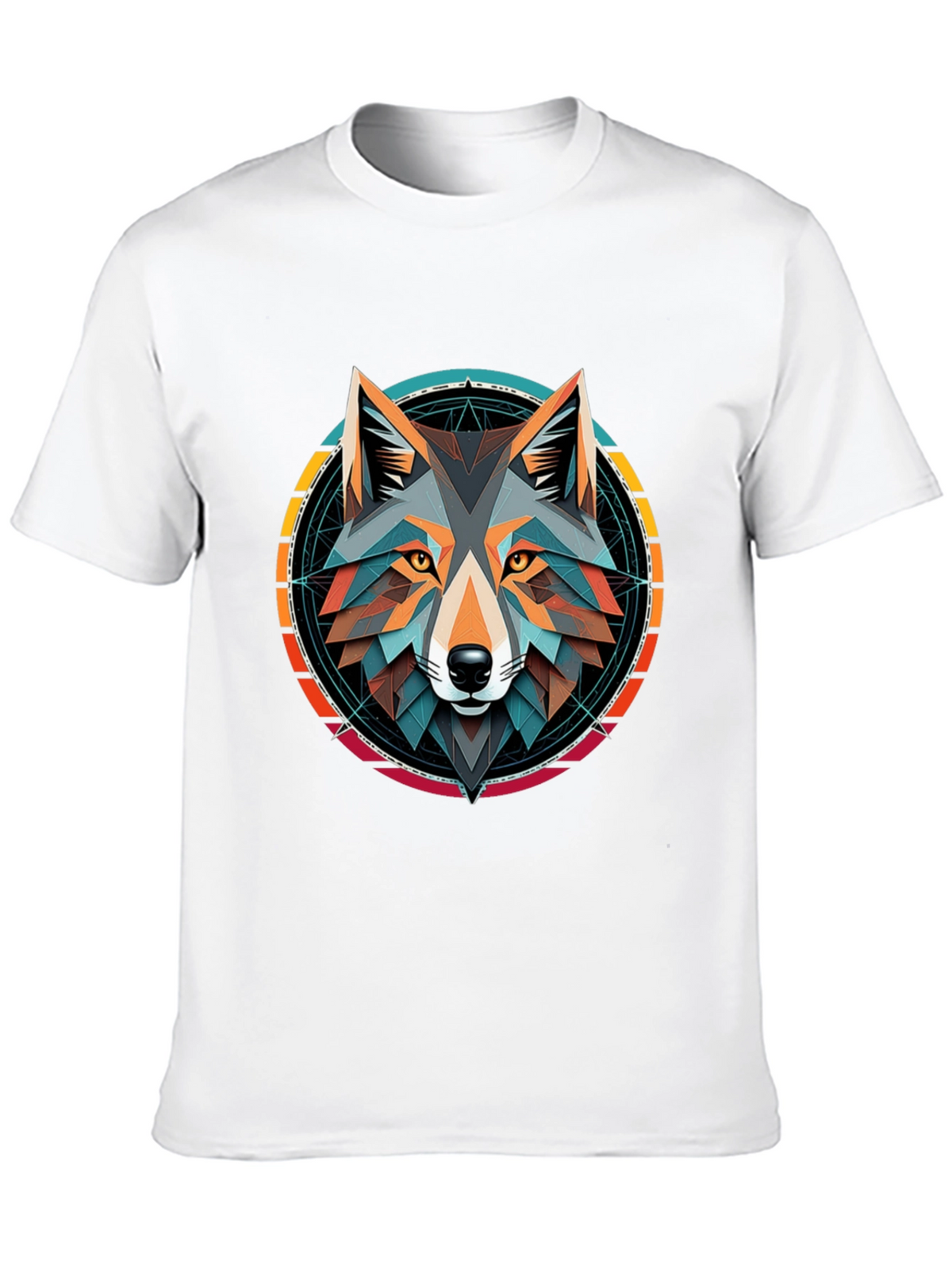Geometric Wolf Head Graphic Tee - Stylish Unisex Design
