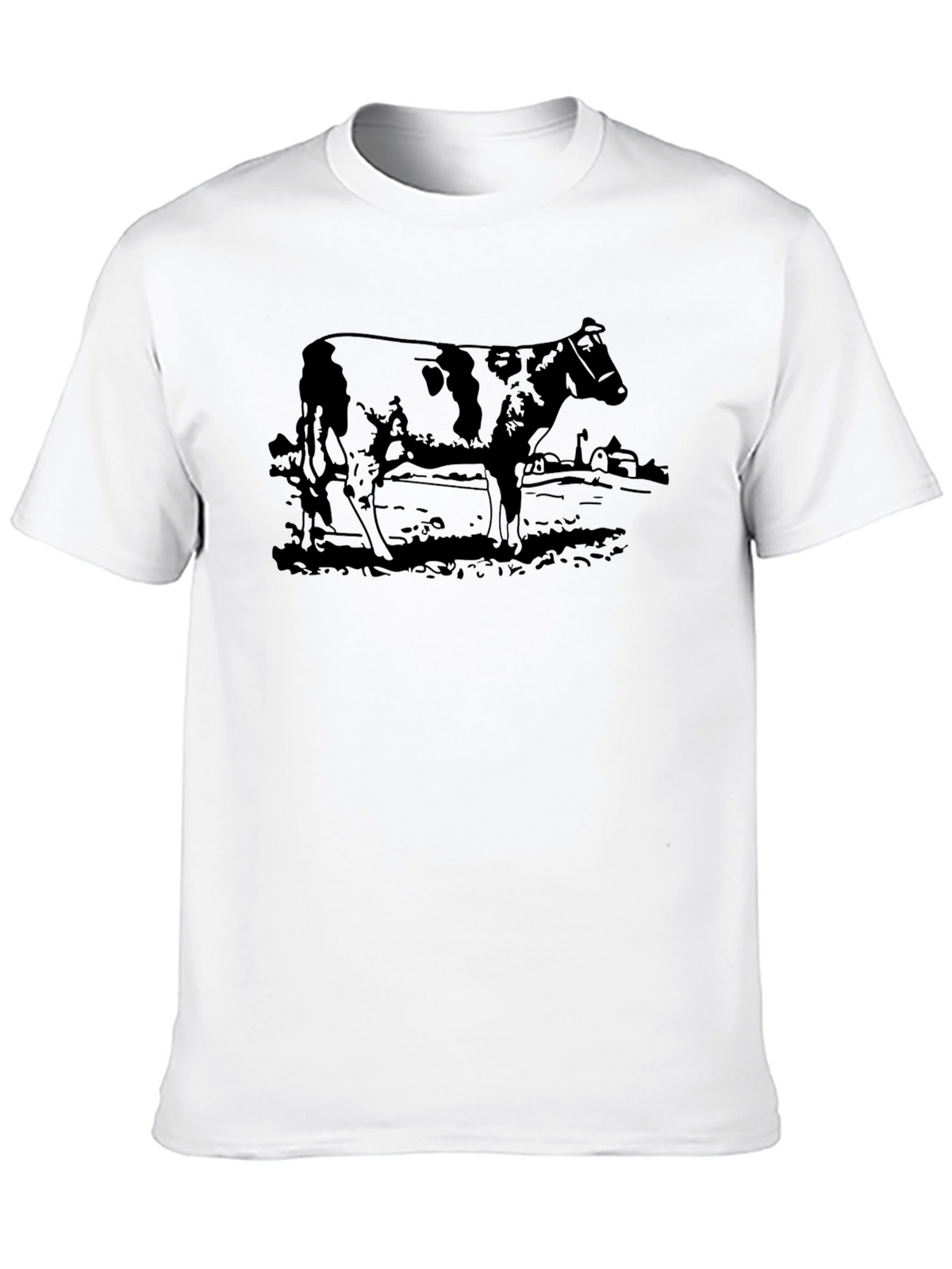 Cow Graphic Tee - Black Cotton T-Shirt