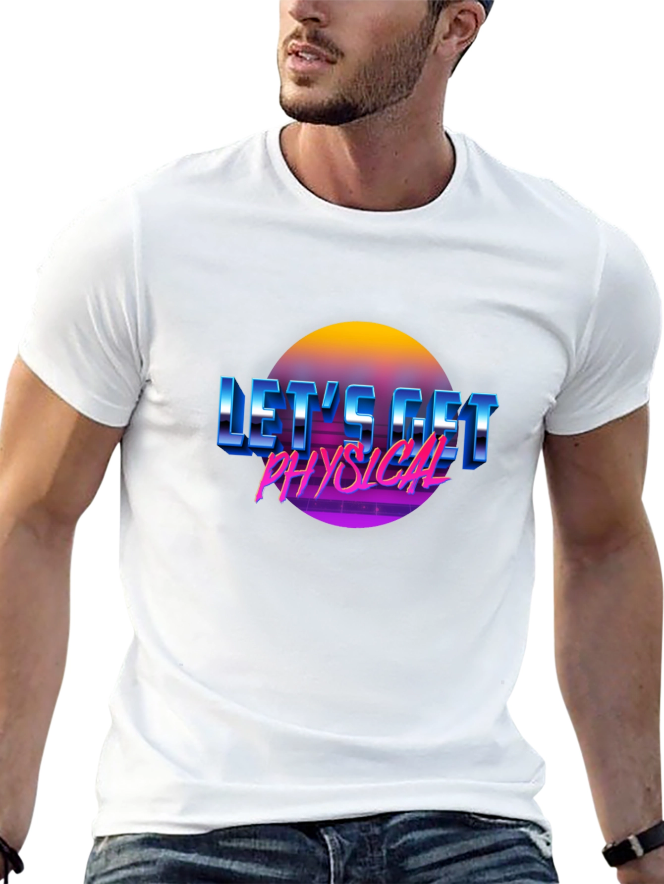 Retro Lets Get Physical Graphic T-Shirt