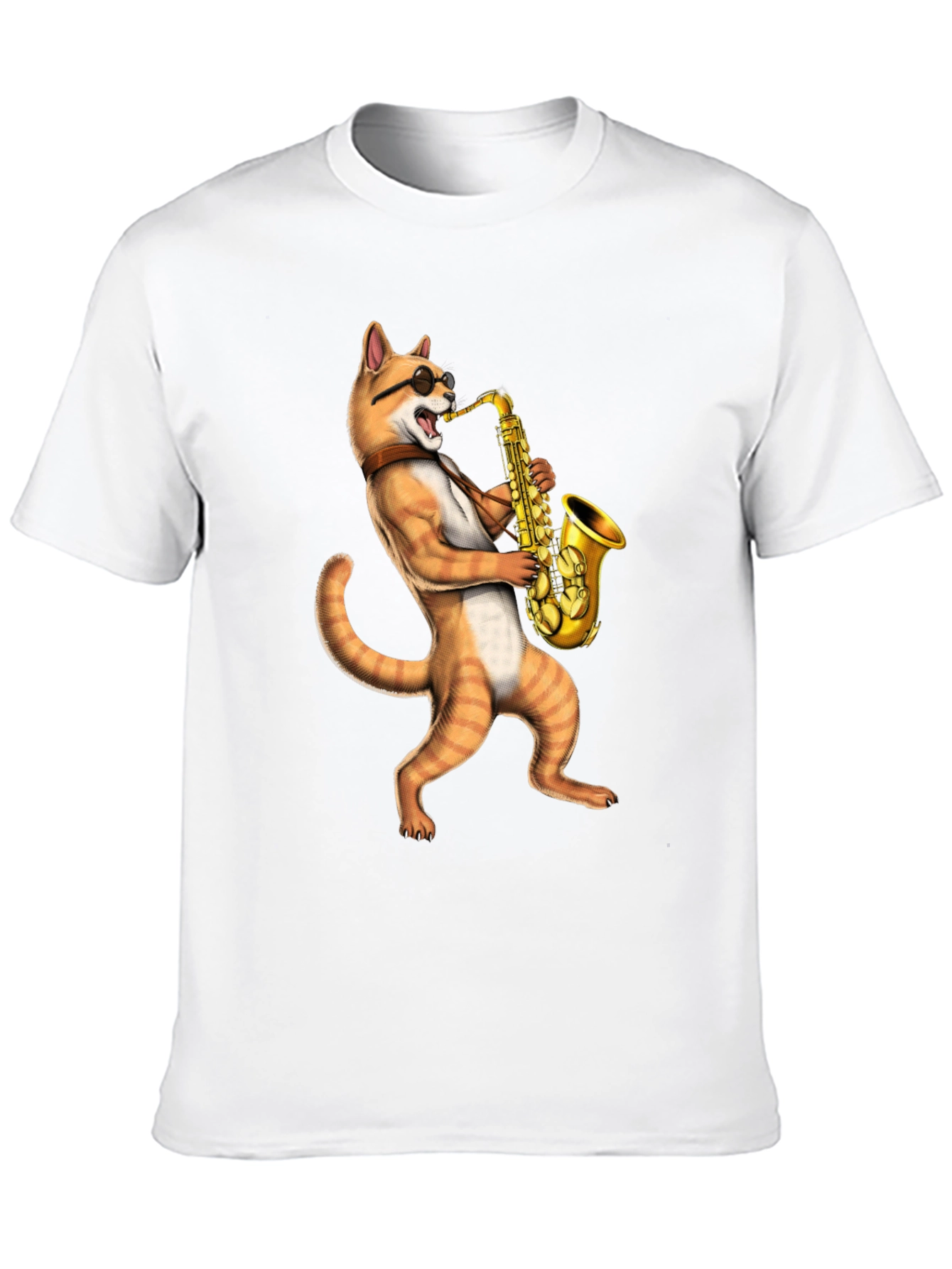 Cat Saxophone Musician T-Shirt - Cool Novelty Tee