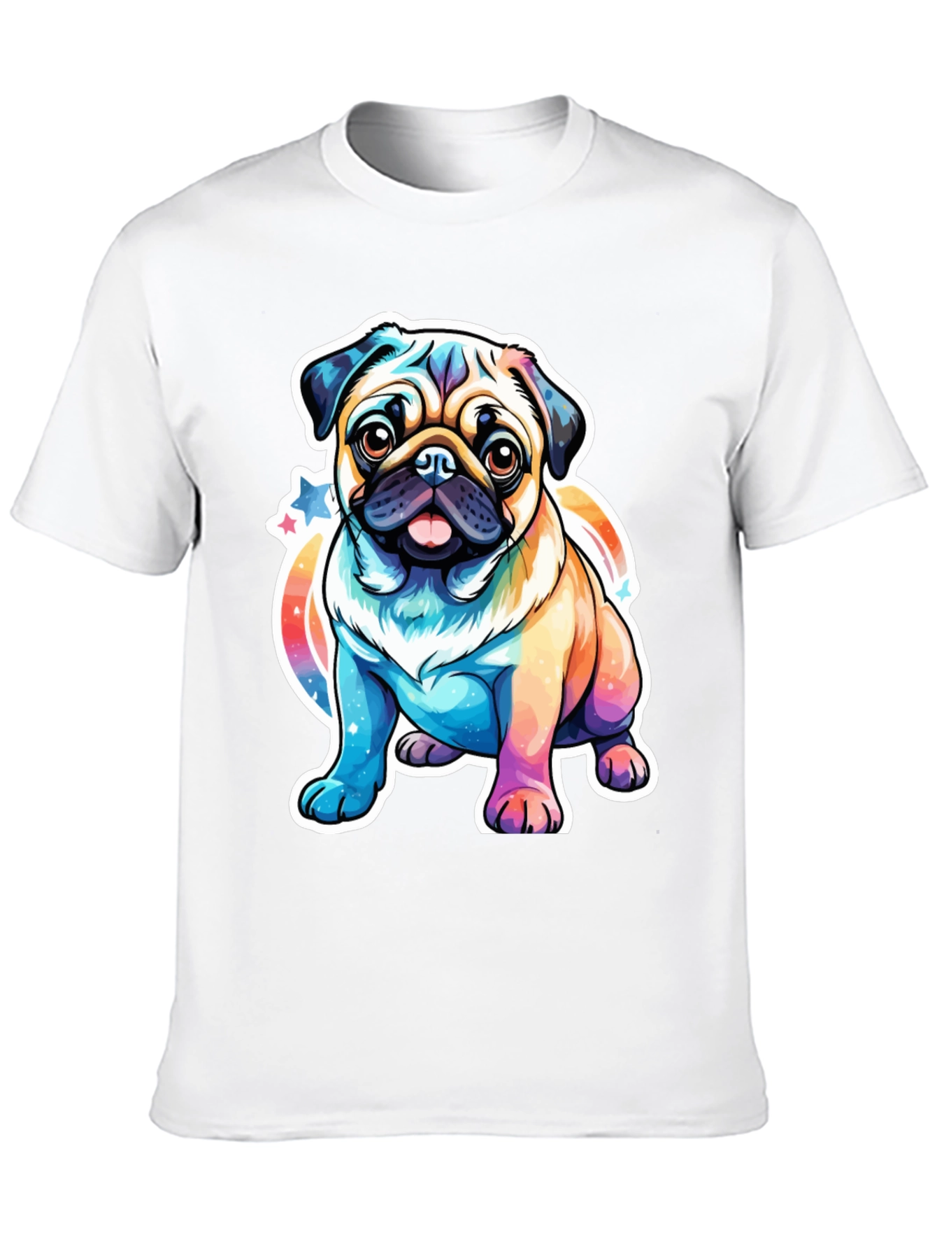 Rainbow Pug Graphic T-Shirt - Cute Dog Tee