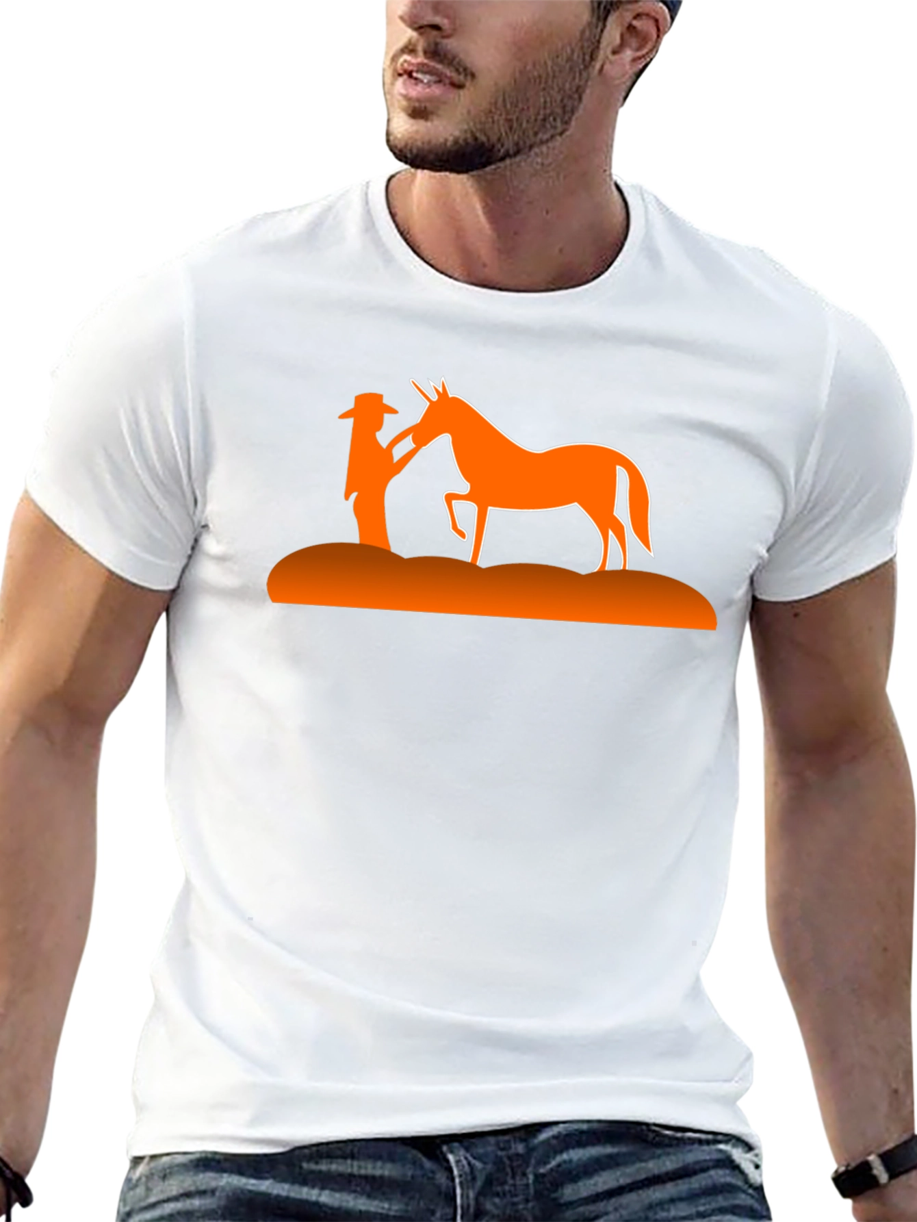 Cowboy & Horse Silhouette Graphic Tee - Black