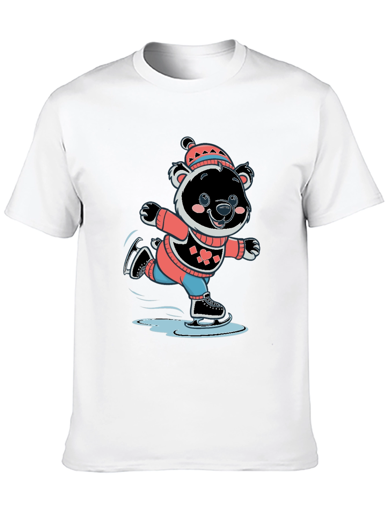 Cute Bear Ice Skating Graphic T-Shirt