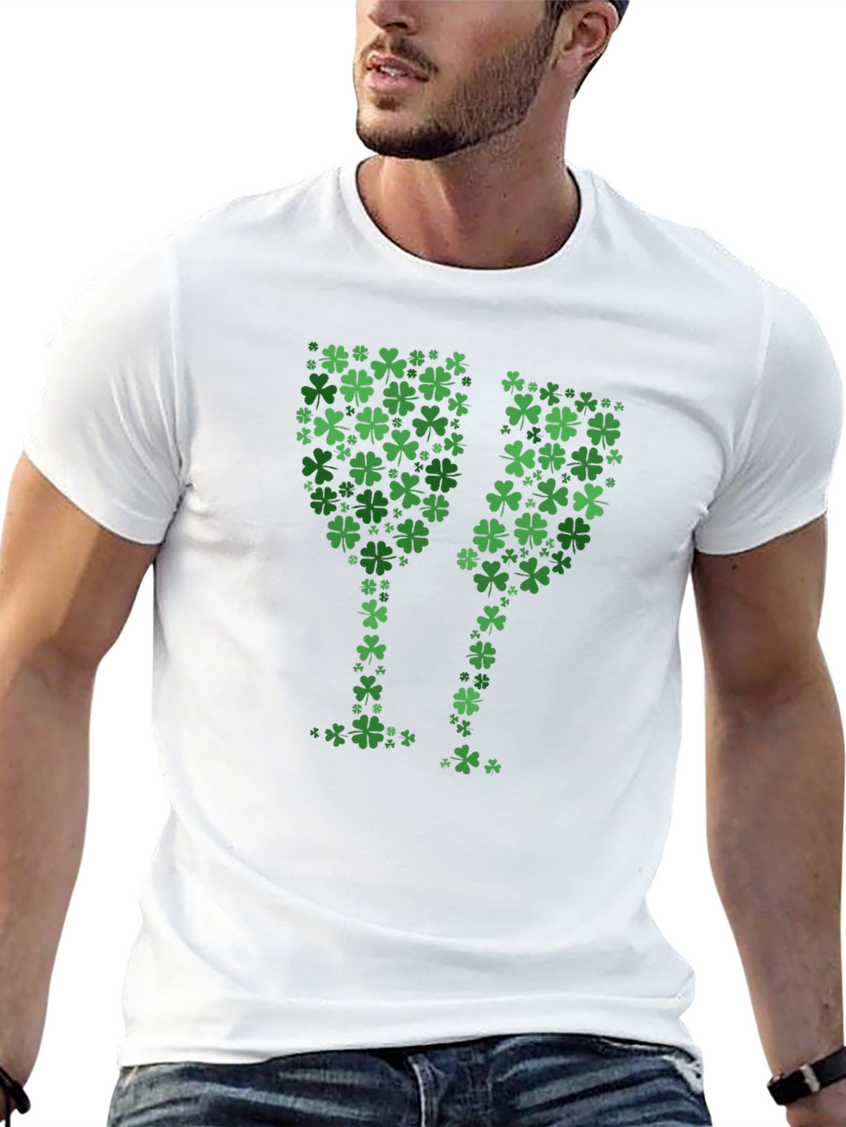 Shamrock Wine Glasses T-Shirt - St. Patricks Day