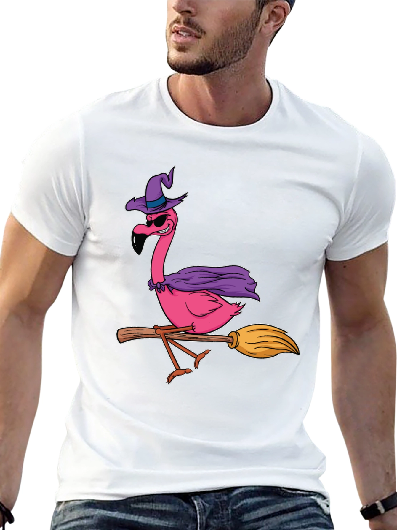 Witch Flamingo T-Shirt Halloween Costume Tee