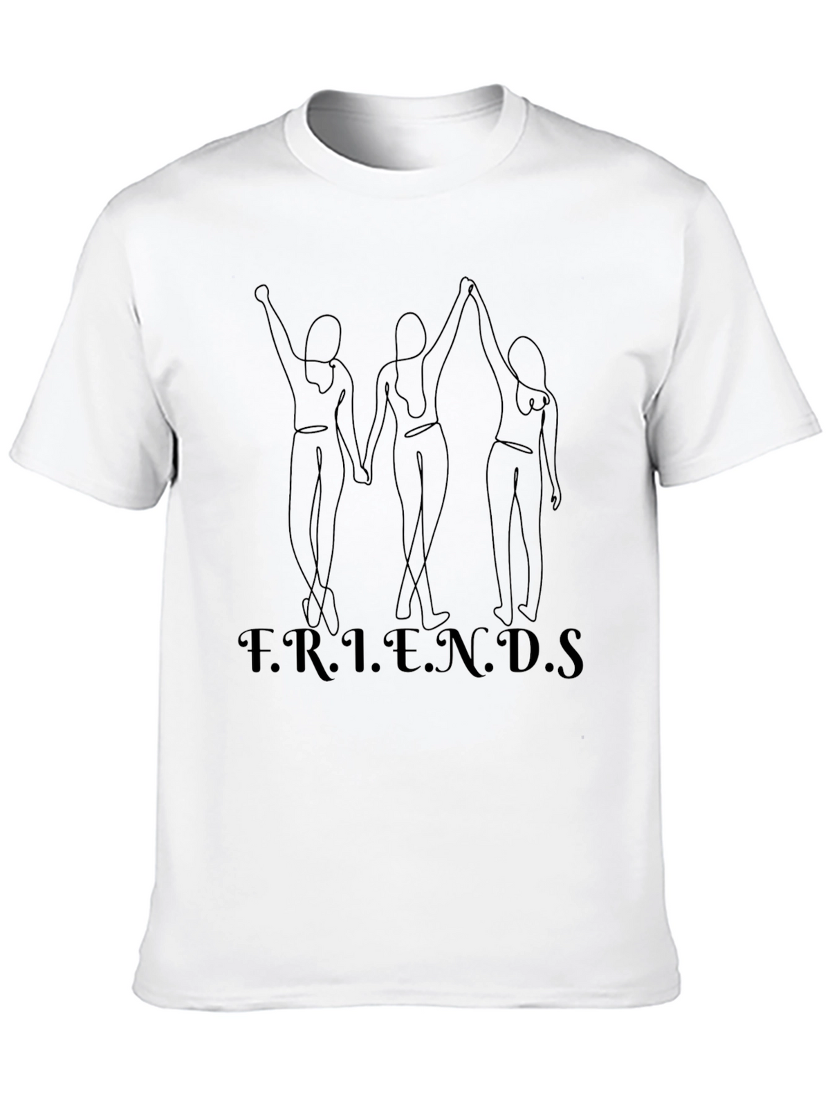 Friends Line Art Black T-Shirt