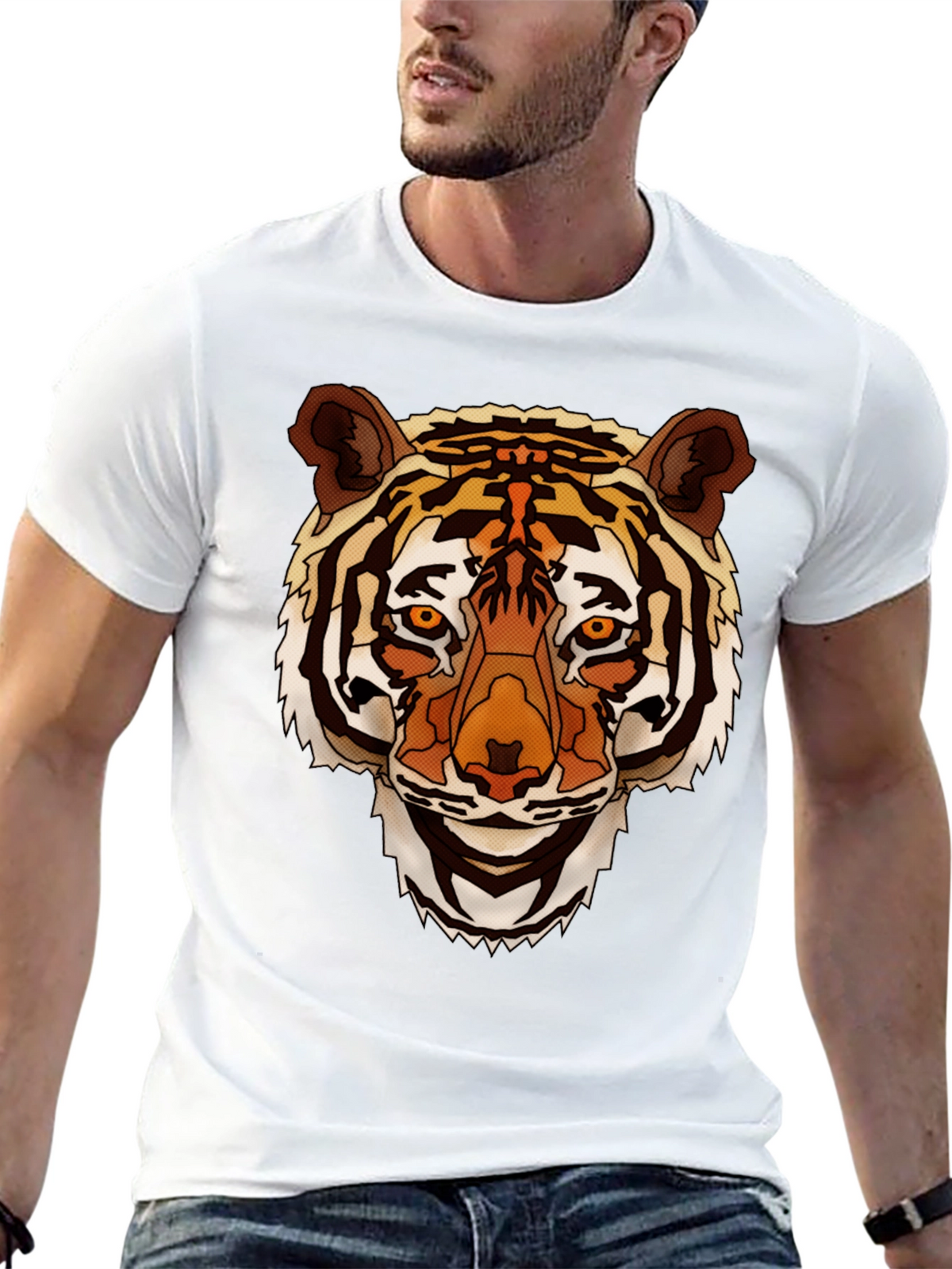 Tiger Graphic Print Mens Black T-Shirt