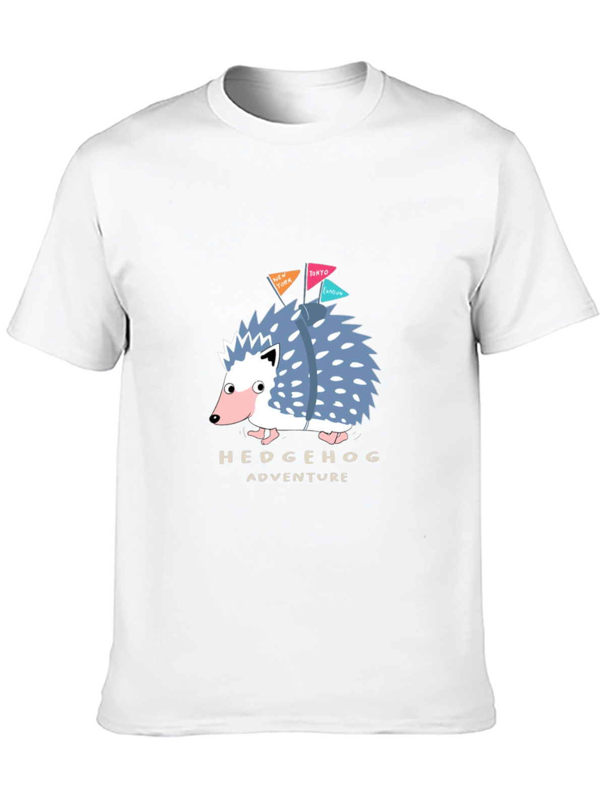 Hedgehog Adventure Black T-Shirt - Travel Hedgehog
