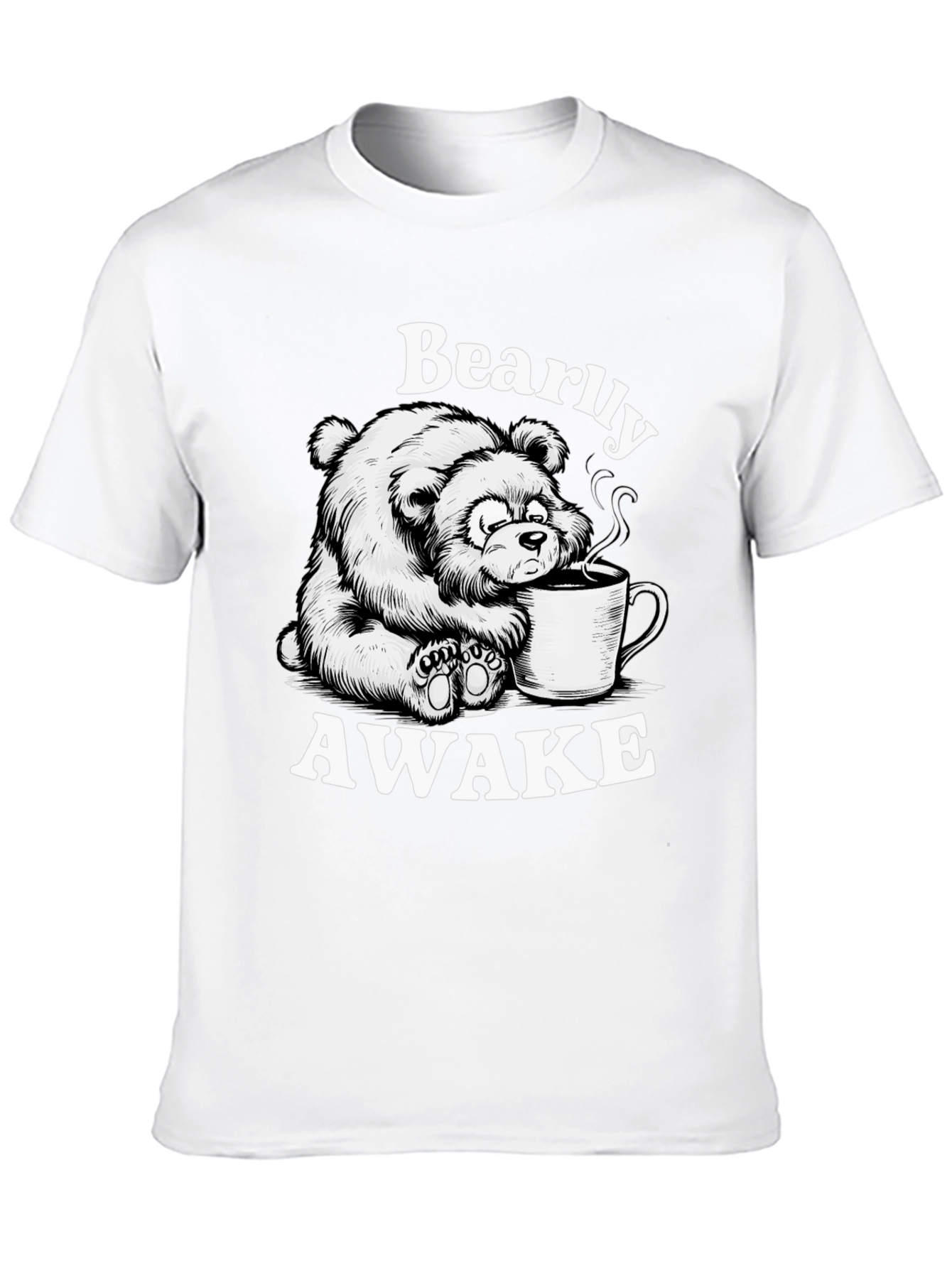 Bearly Awake T-Shirt - Cute Cartoon Bear Drinking Coffee