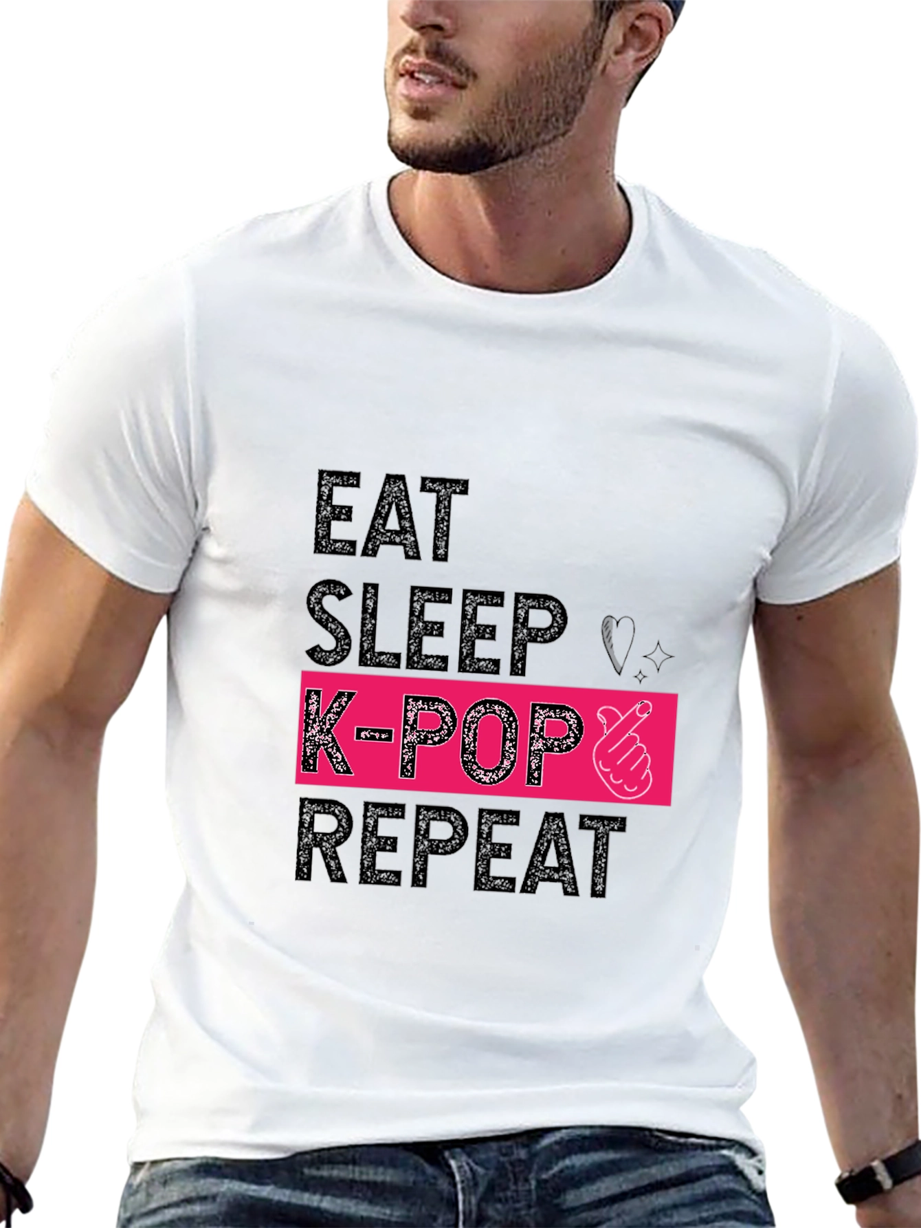 Eat Sleep K-Pop Repeat Black Graphic Tee