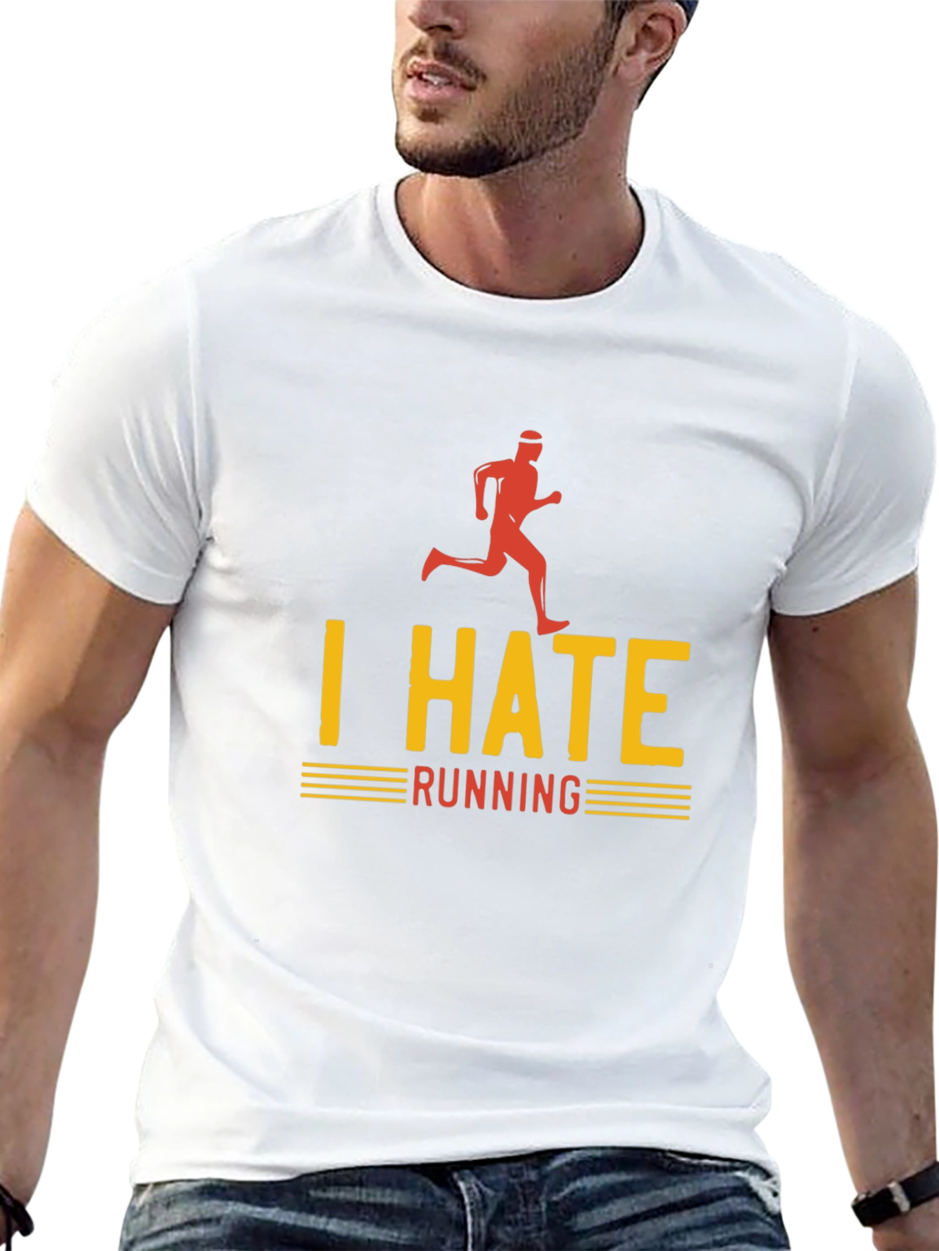 I Hate Running Graphic T-Shirt - Funny Runner Tee