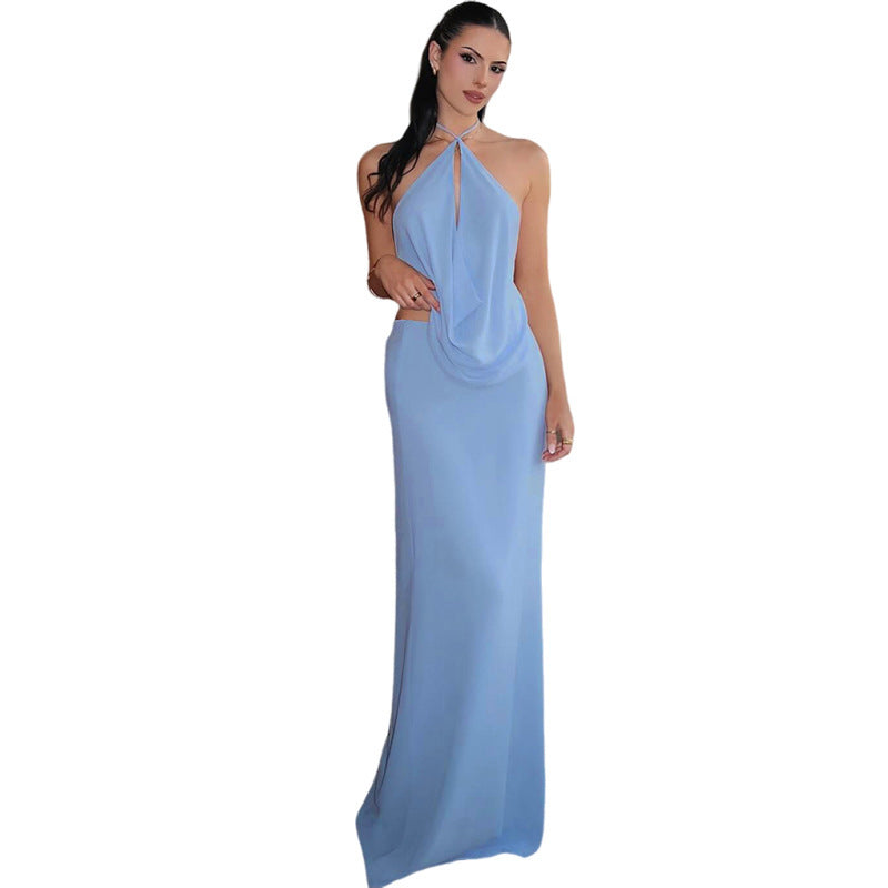 Women's Elegant Summer Halter-Neck Sleeveless Backless Dress