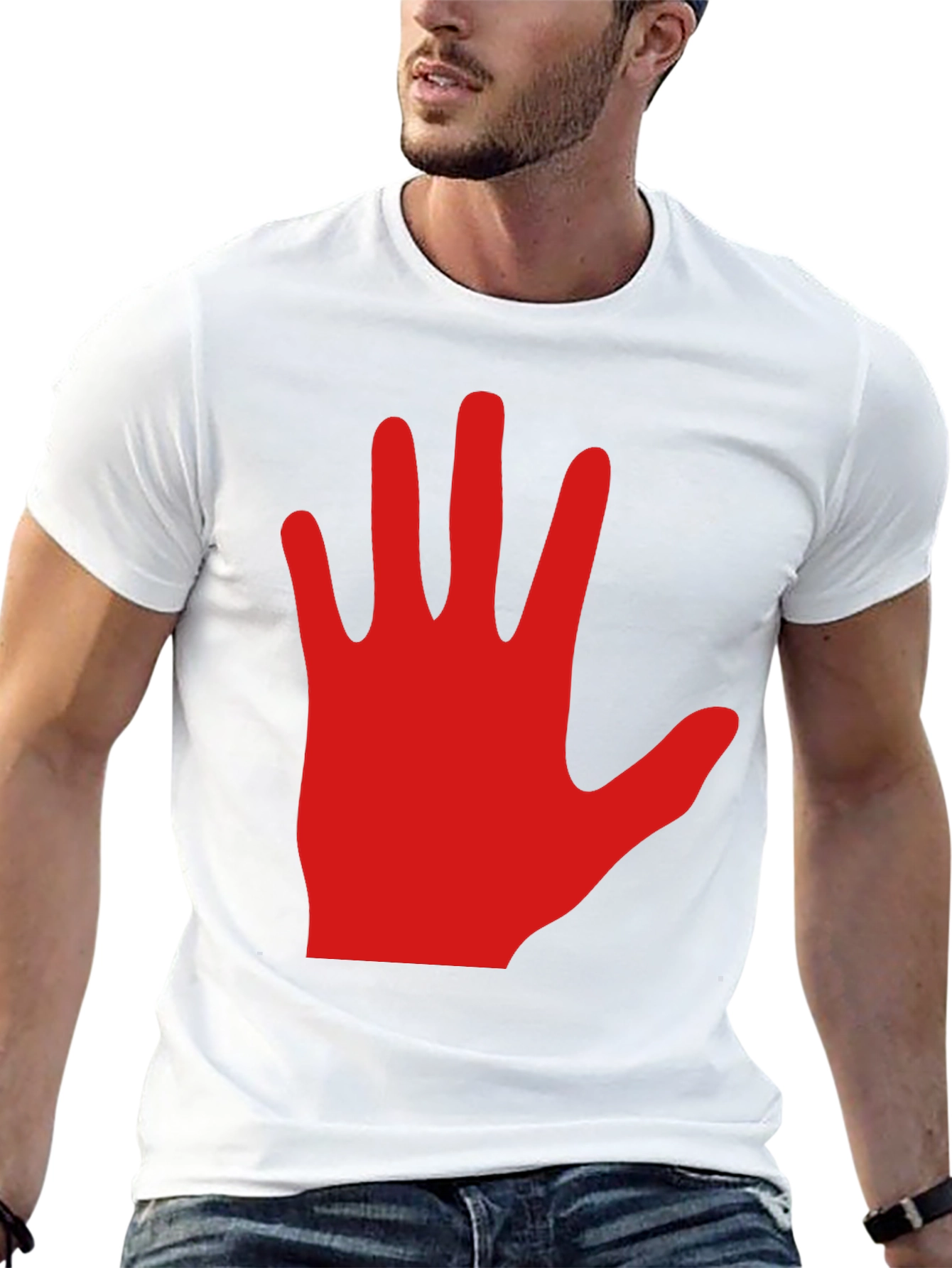 Red Hand Graphic Black Tee Shirt