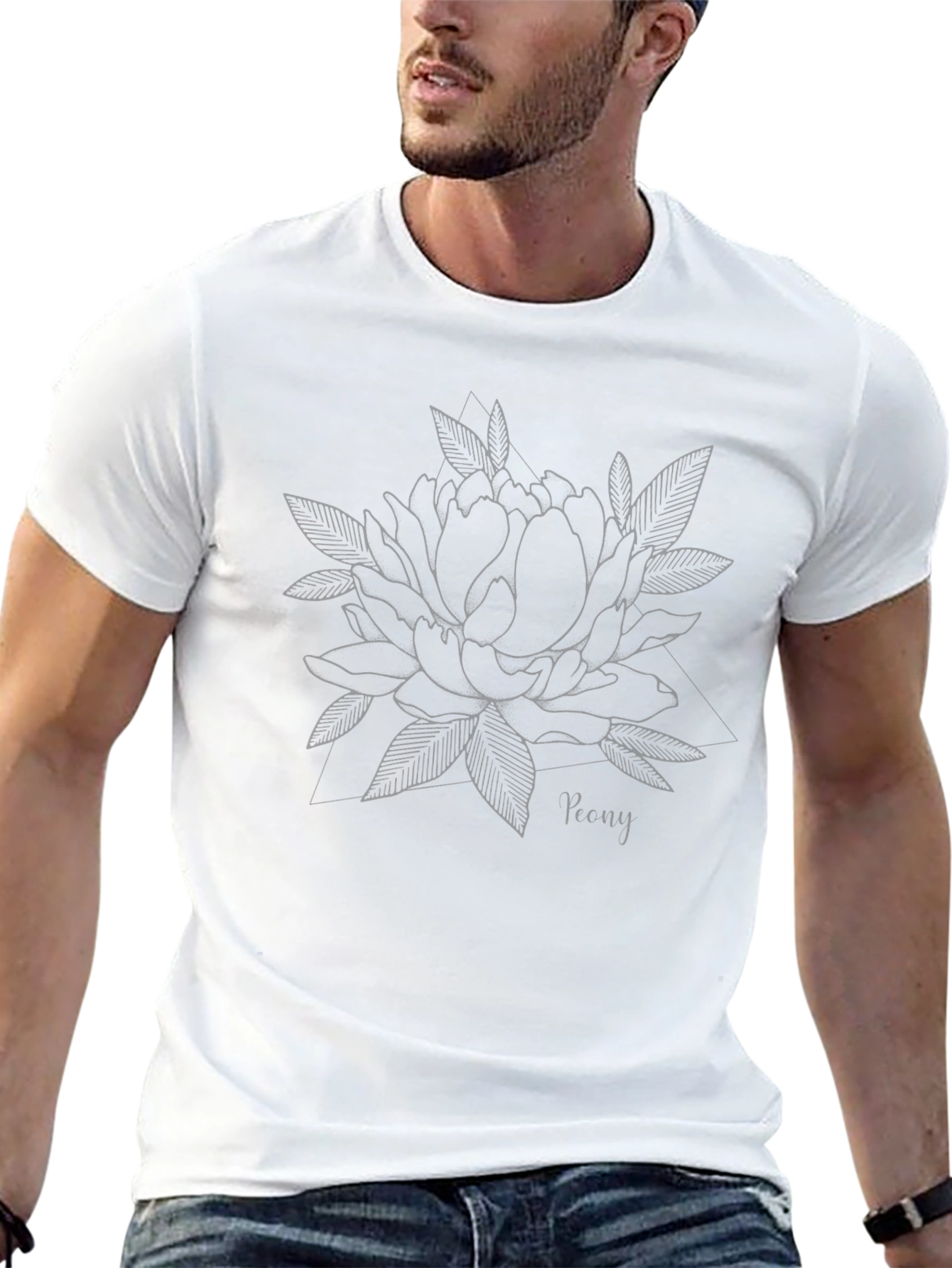 Black T-Shirt with Floral Design