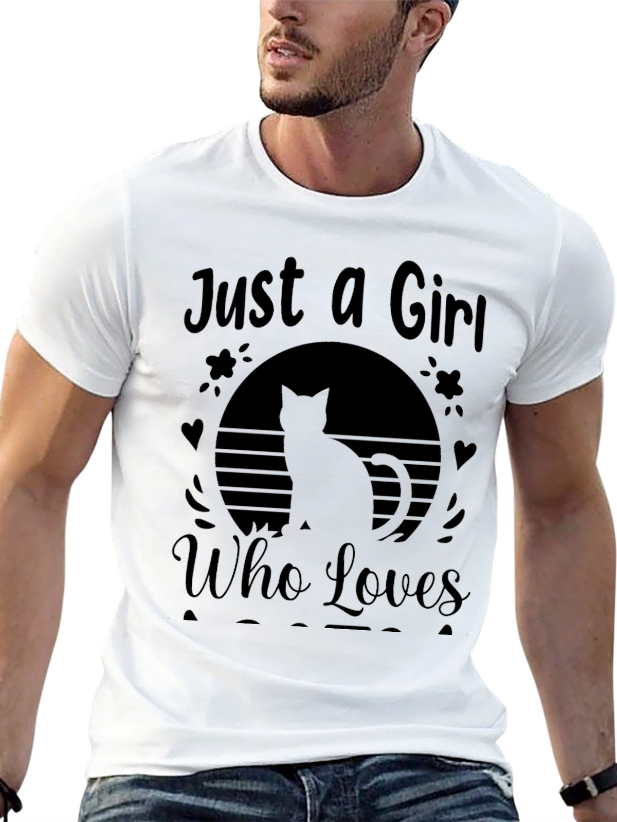 Just a Girl Who Loves Cats Black T-Shirt