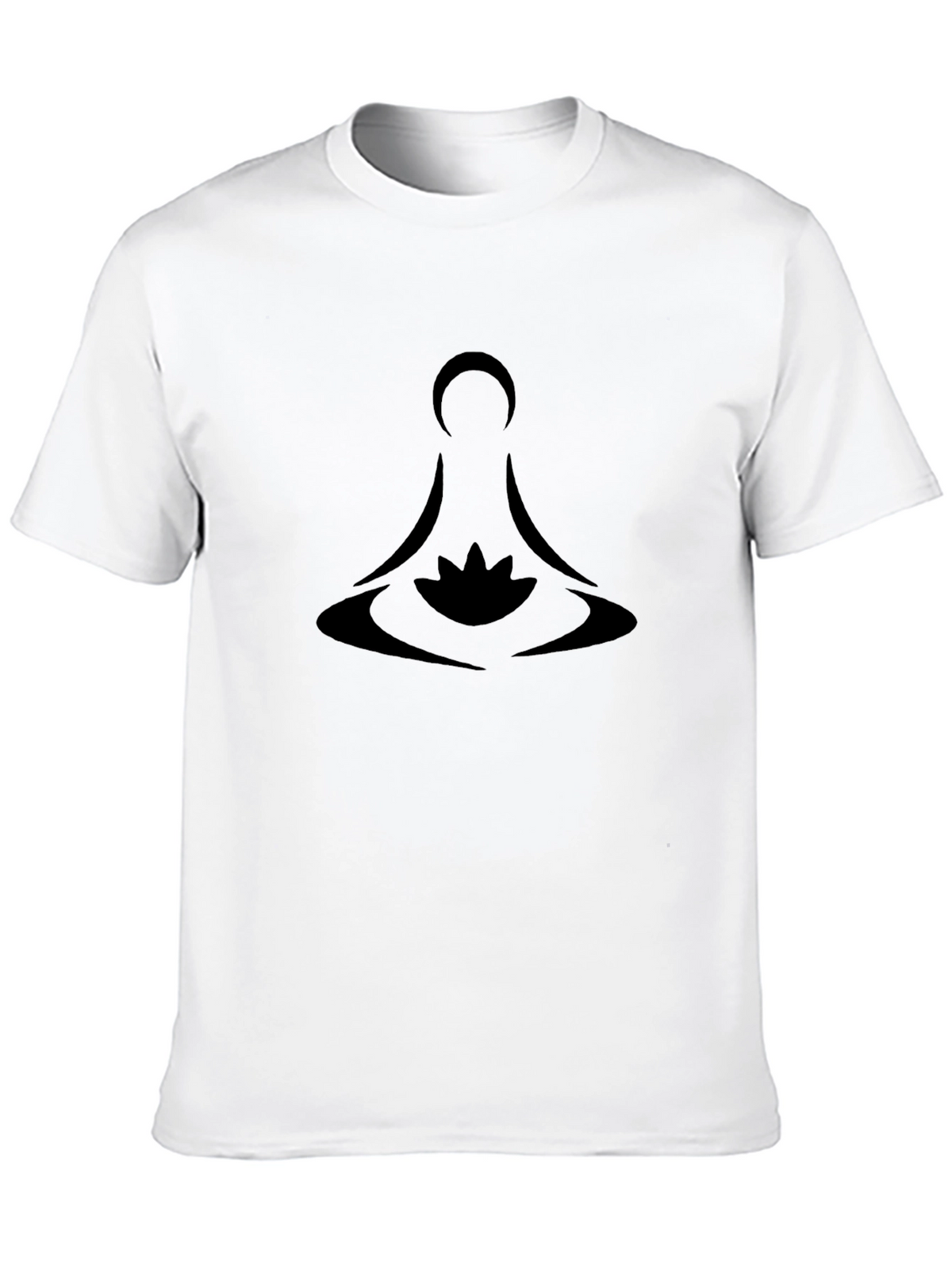 Meditative Lotus Design Black T-Shirt
