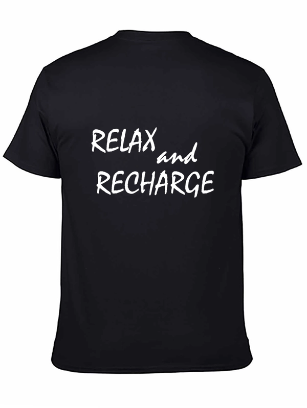 Relax & Recharge Black Graphic Tee - Comfy Casual Shirt