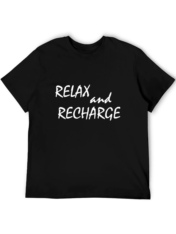 Relax & Recharge Black Graphic Tee - Comfy Casual Shirt