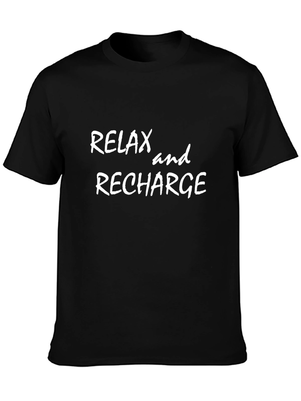 Relax & Recharge Black Graphic Tee - Comfy Casual Shirt