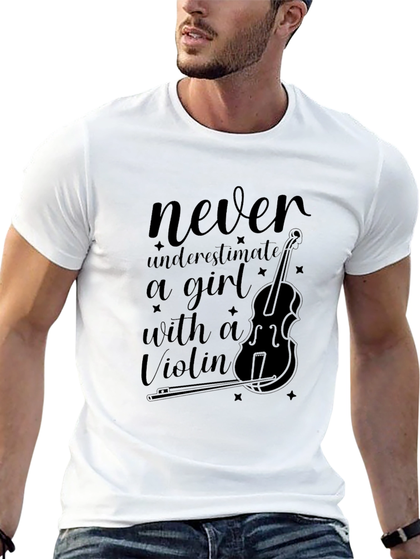 Never Underestimate a Girl with a Violin T-Shirt