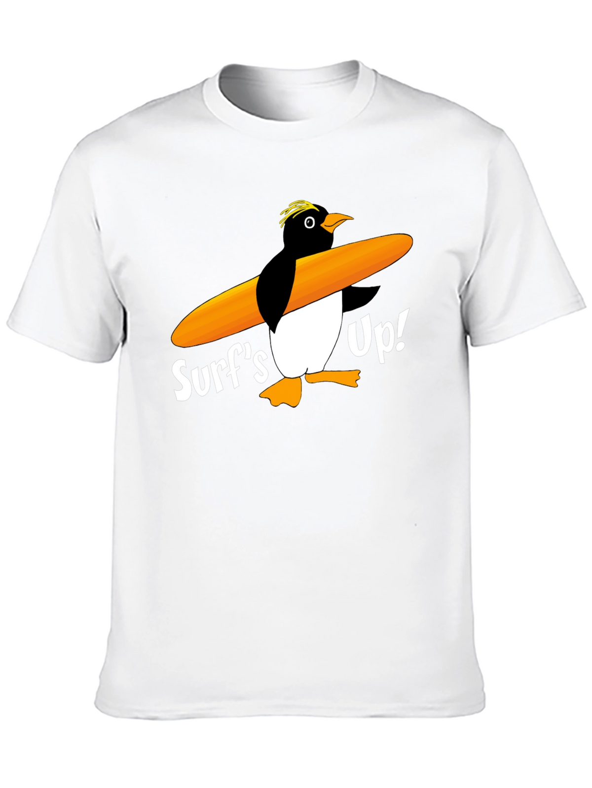 Surfs Up Penguin Graphic Tee - Black Cotton T-Shirt