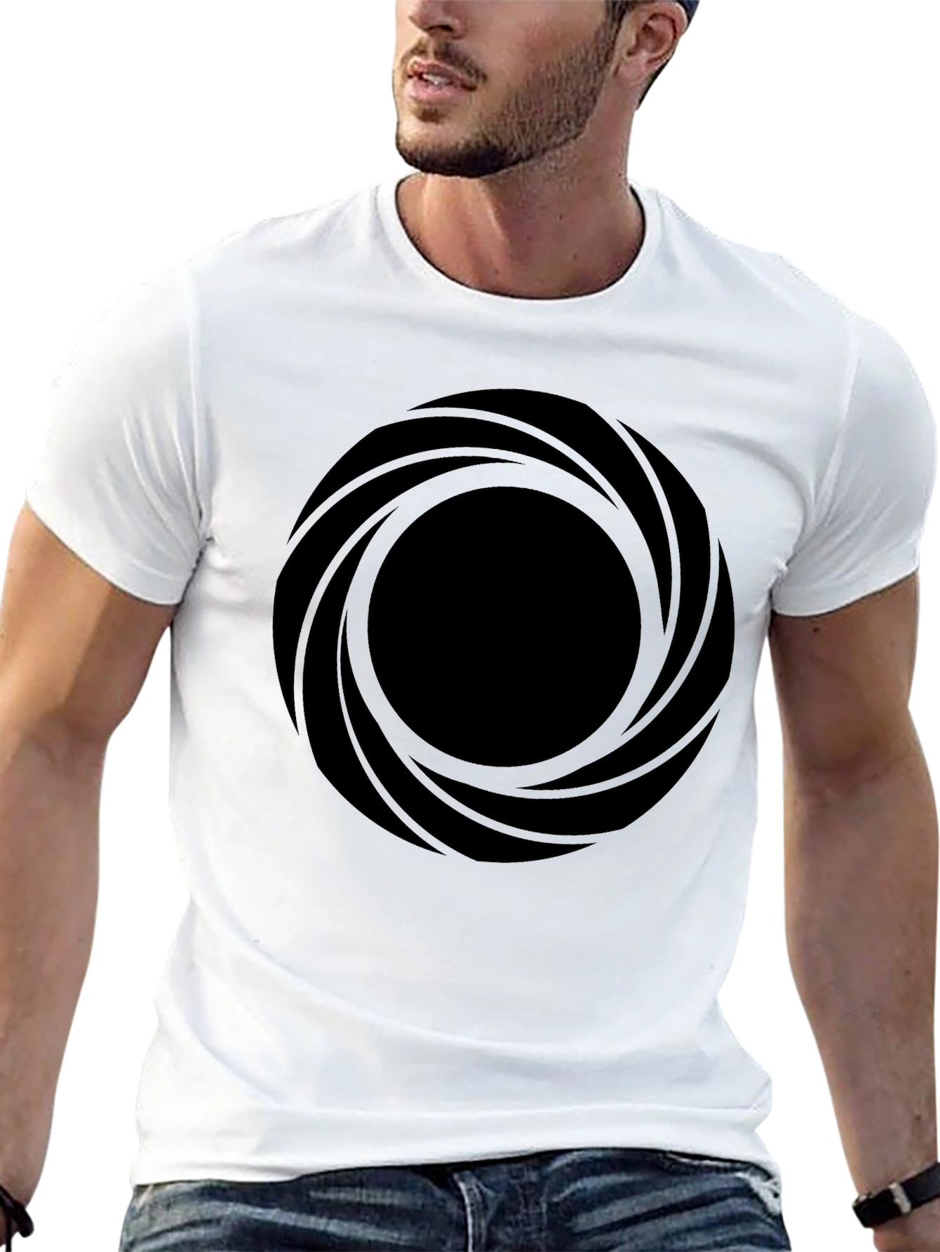 Abstract Circle Graphic Black T-Shirt