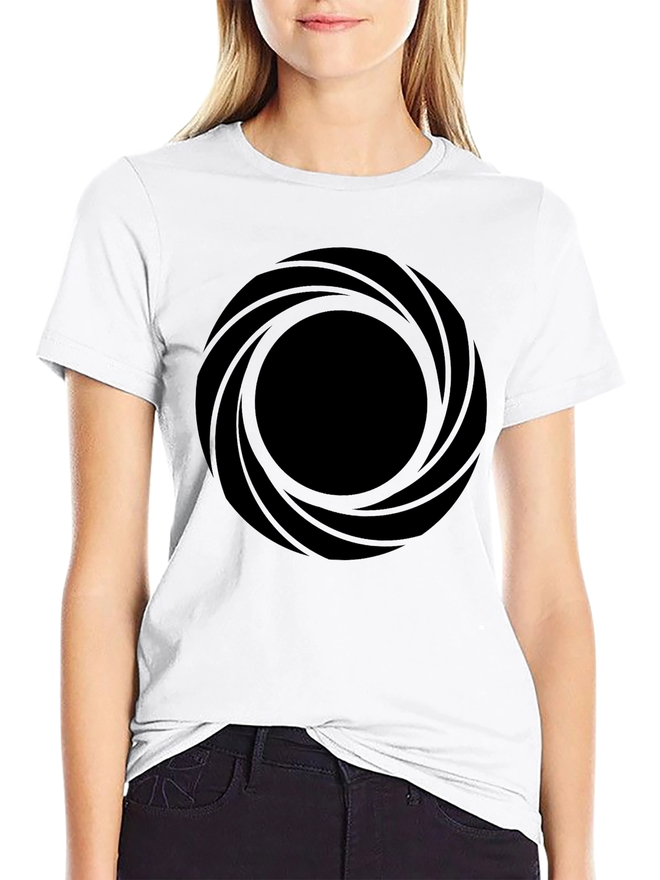 Abstract Circle Graphic Black T-Shirt
