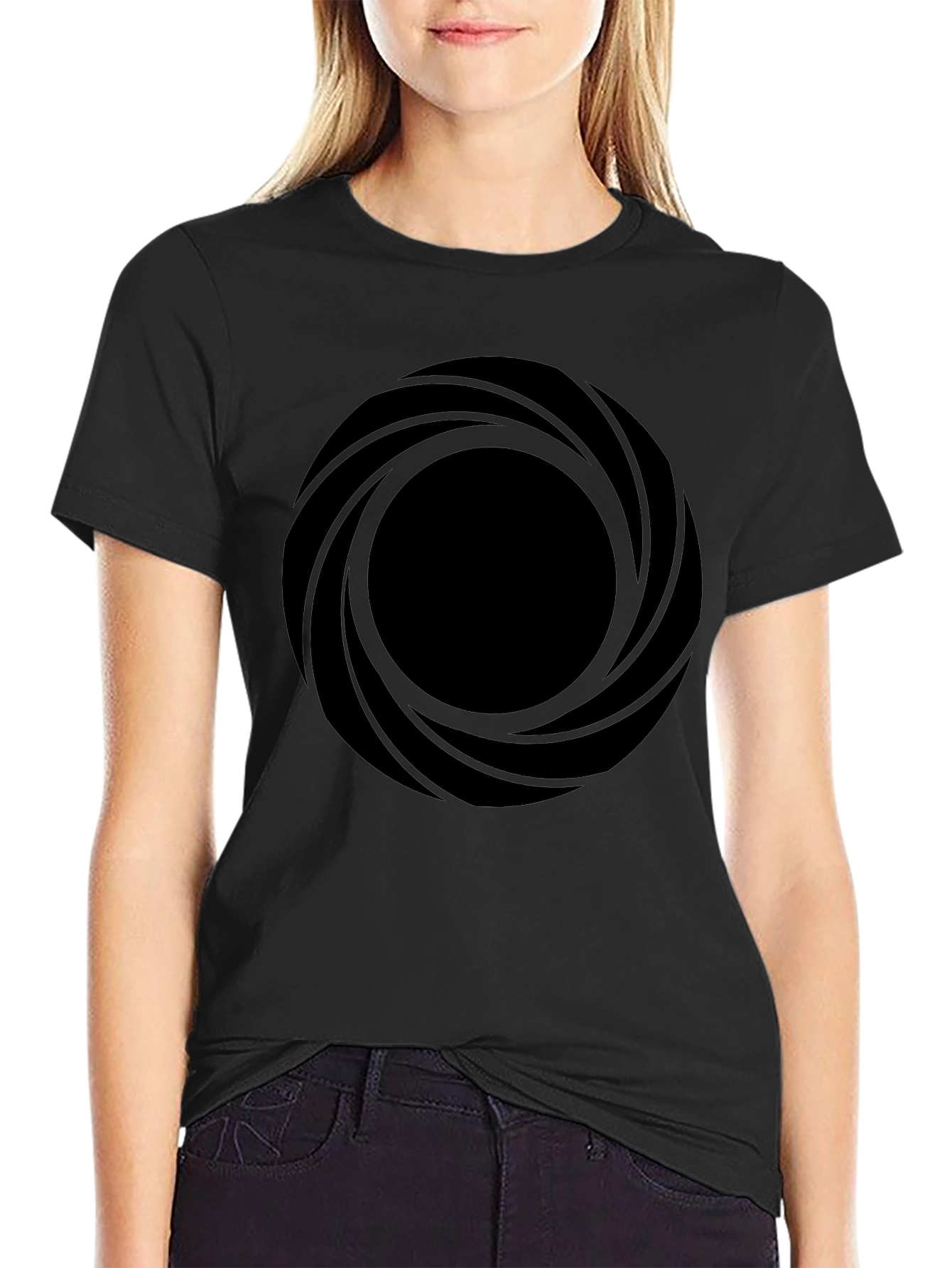 Abstract Circle Graphic Black T-Shirt