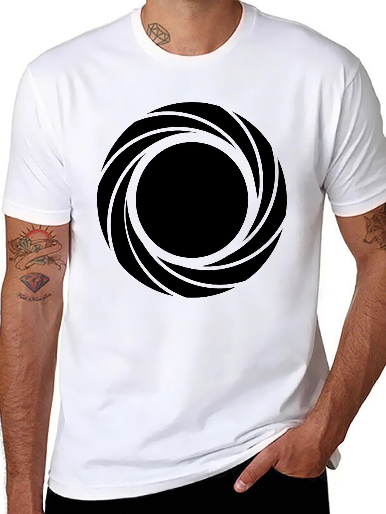 Abstract Circle Graphic Black T-Shirt
