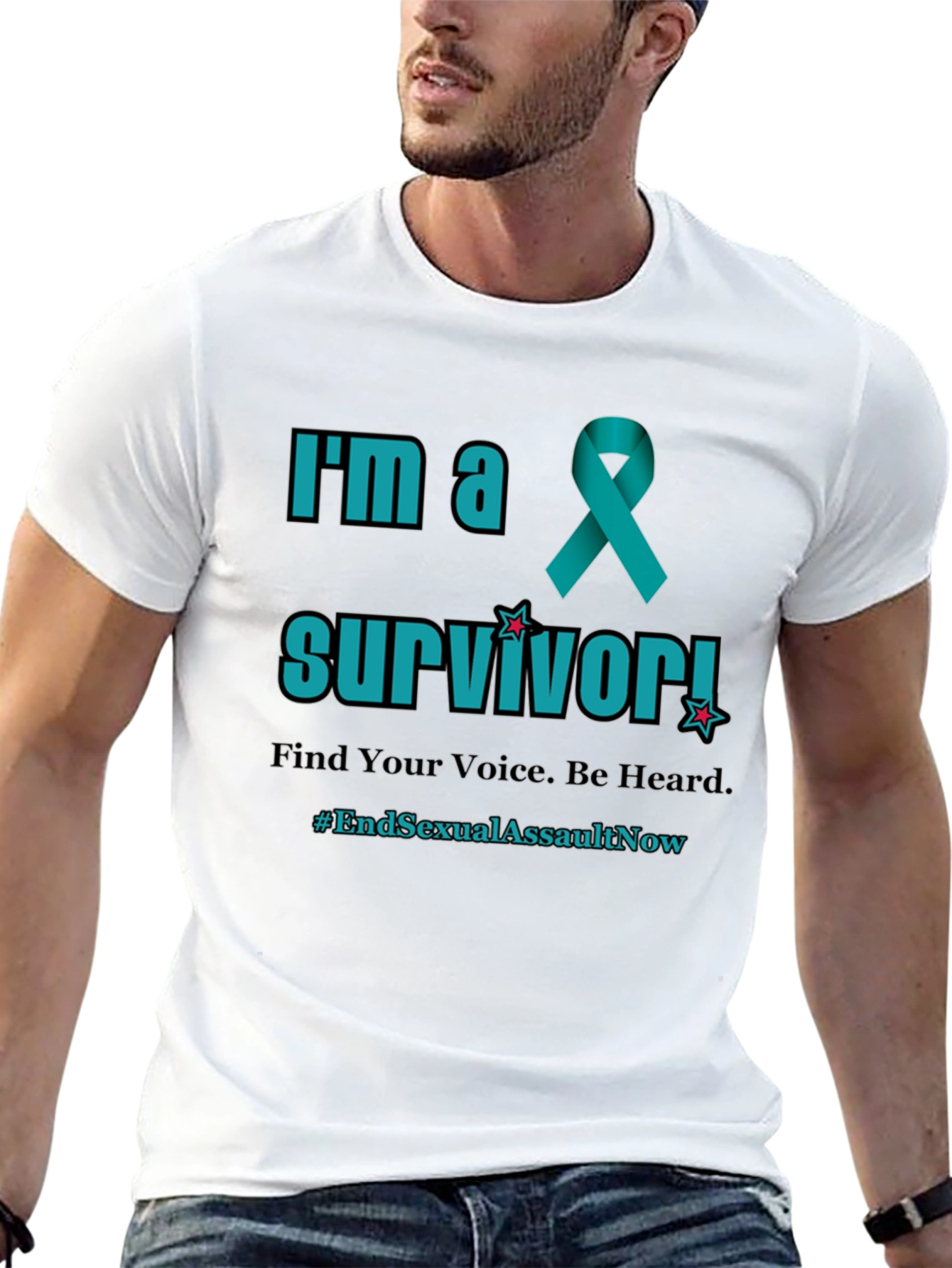 Teal Ribbon Survivor T-Shirt: End Sexual Assault Now