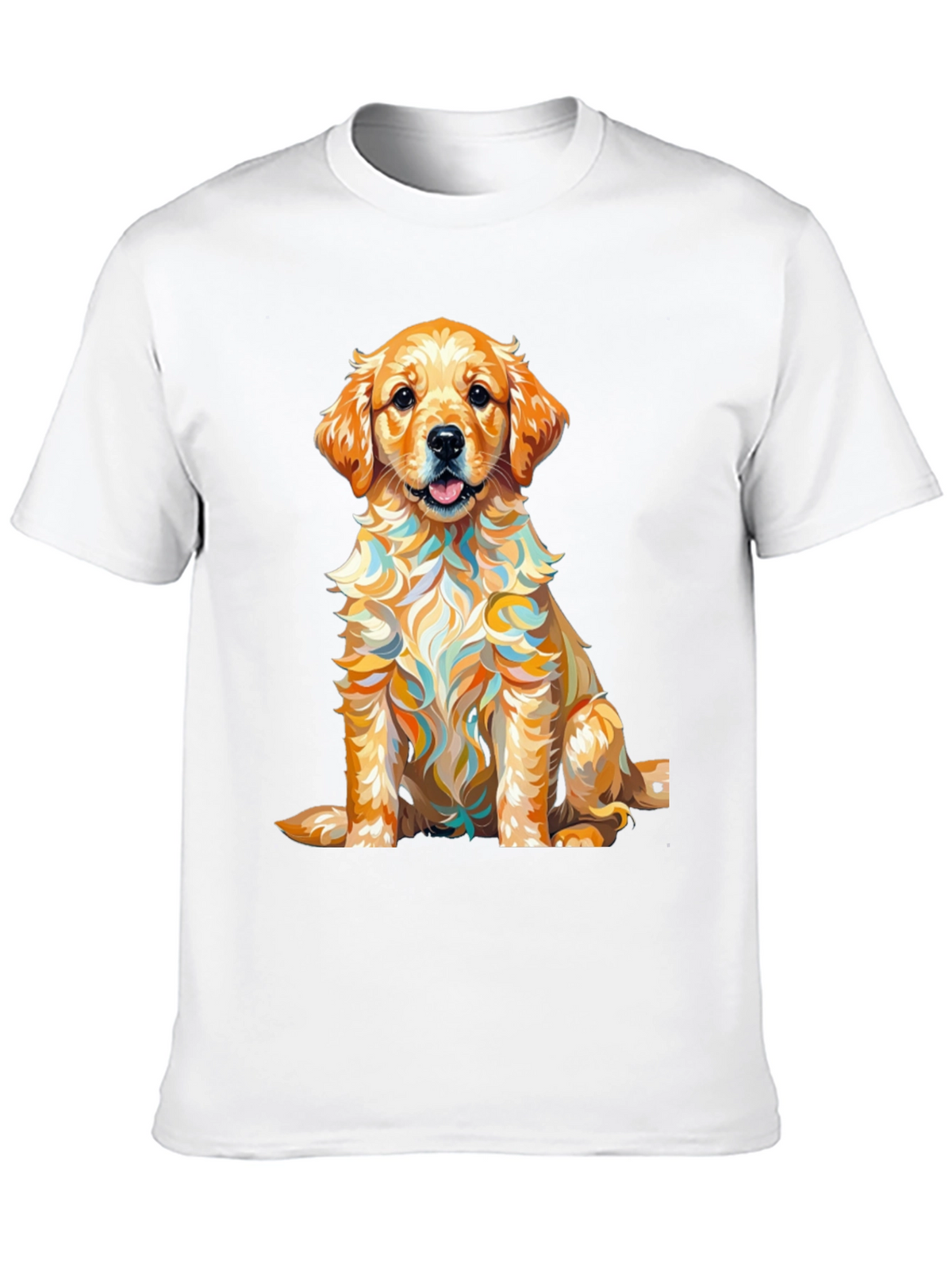 Golden Retriever Puppy Art Print Black T-Shirt