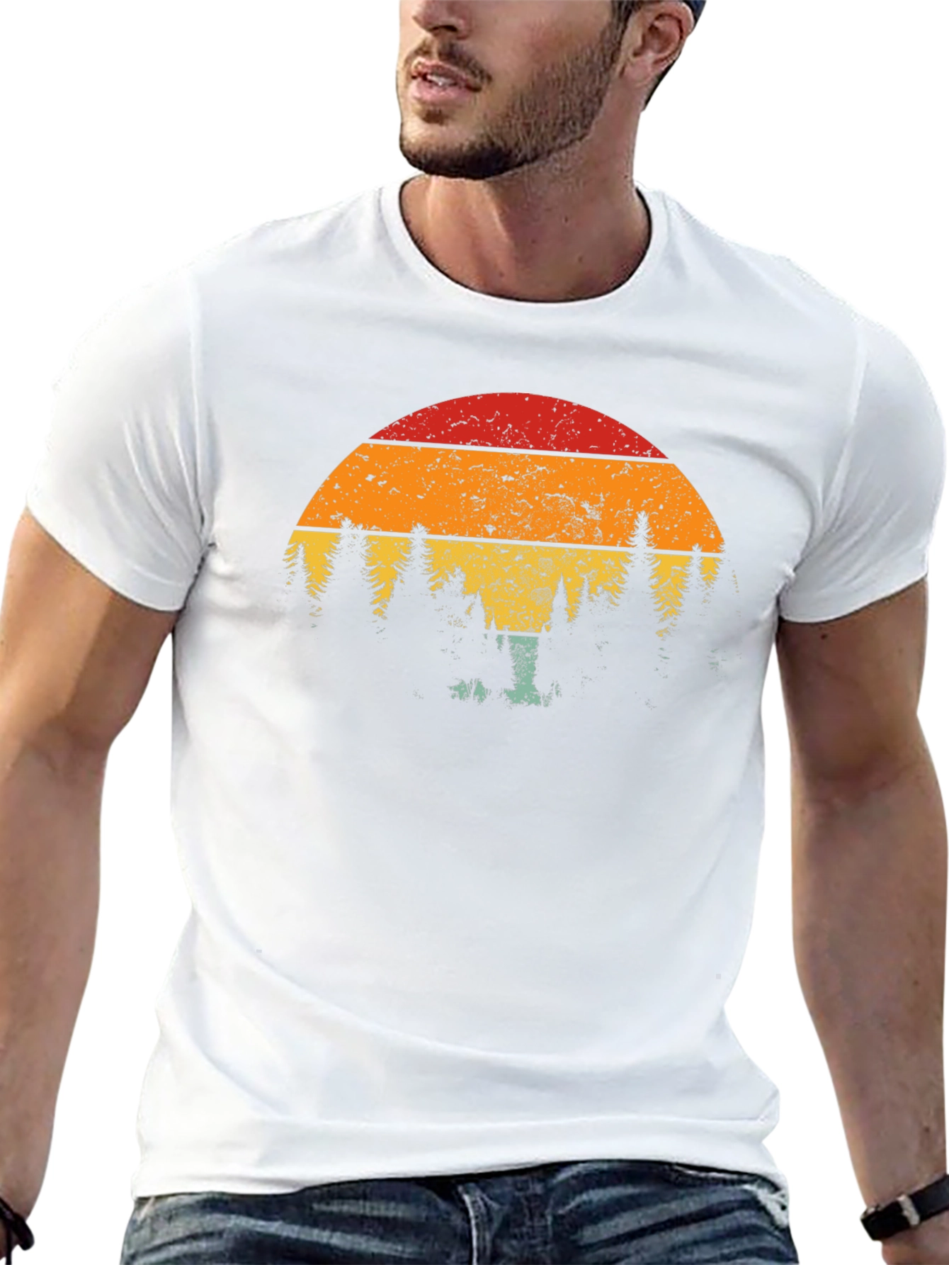 Retro Sunset Tree Graphic T-Shirt