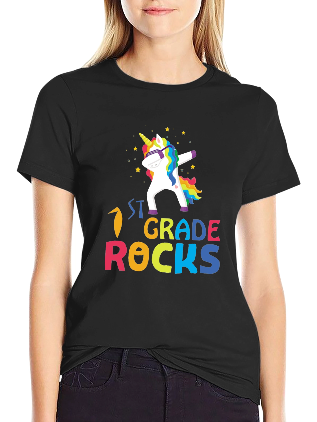 1st Grade Rocks Unicorn Dabbing T-Shirt