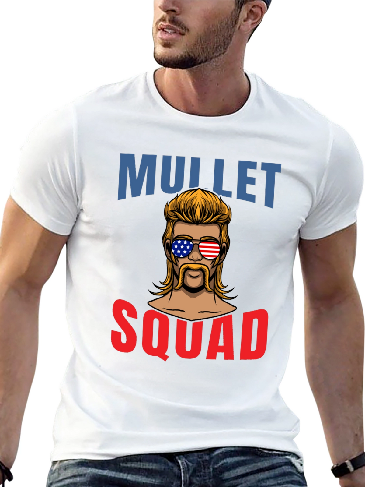 Mullet Squad T-Shirt - Patriotic Retro Design