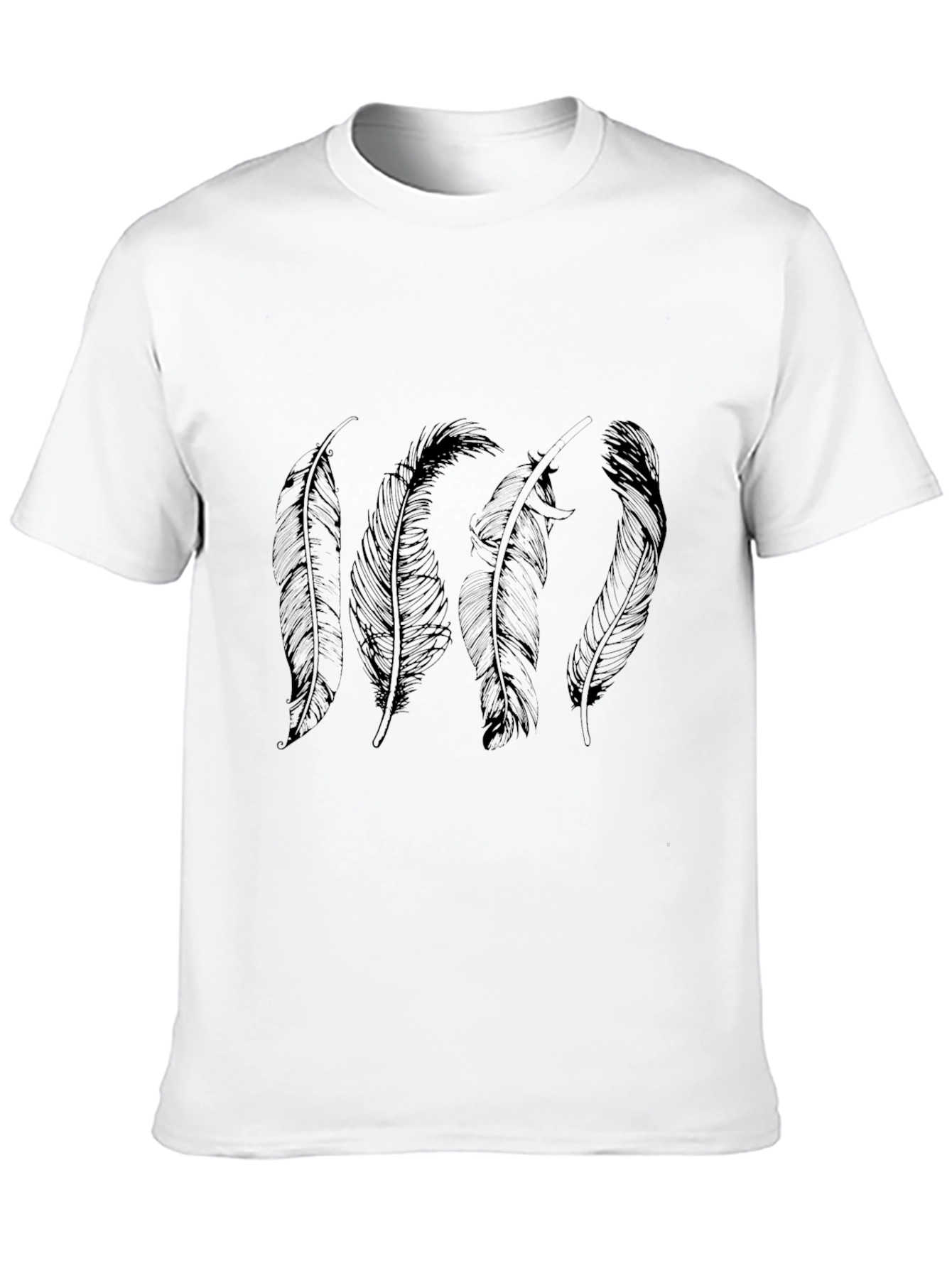 Feather Print Black T-Shirt