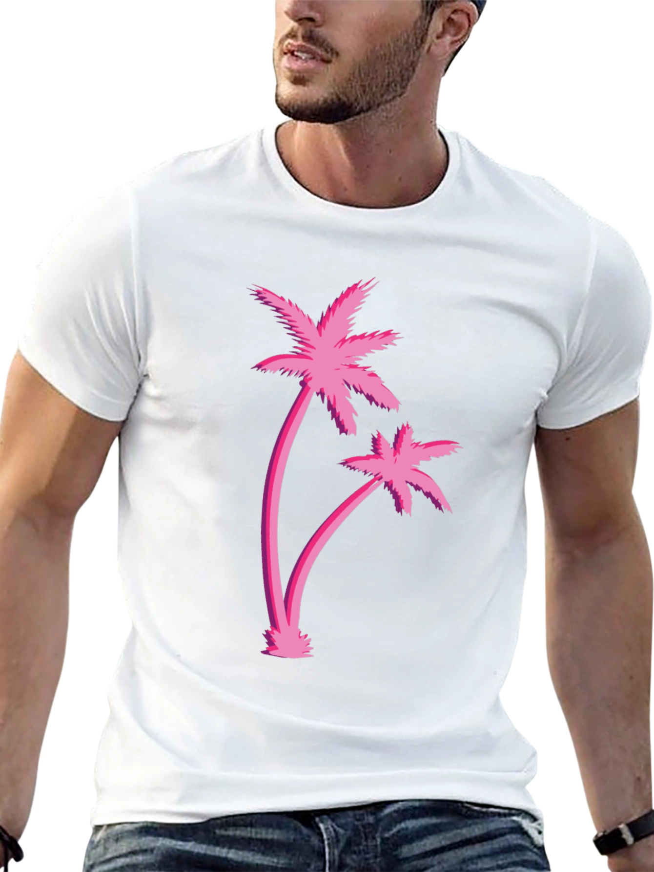 Retro Palm Tree Graphic Black T-Shirt