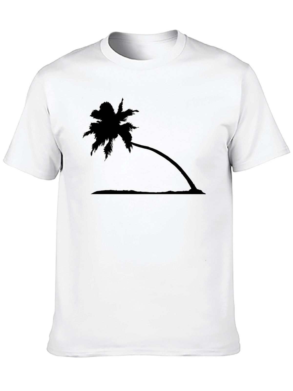 Tropical Palm Tree Graphic Tee - Black Cotton T-Shirt