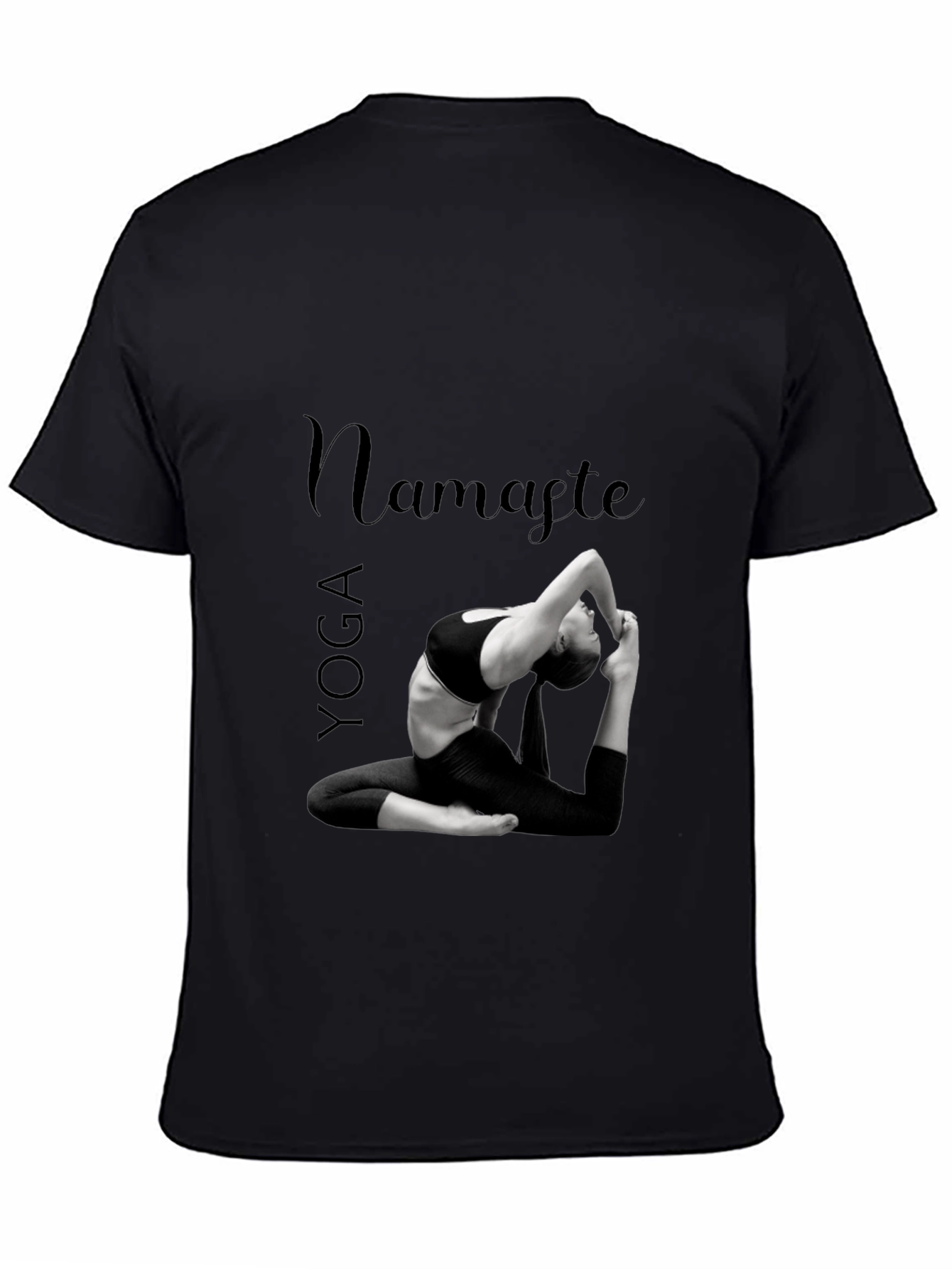 Yoga Namaste Graphic Print Black T-Shirt