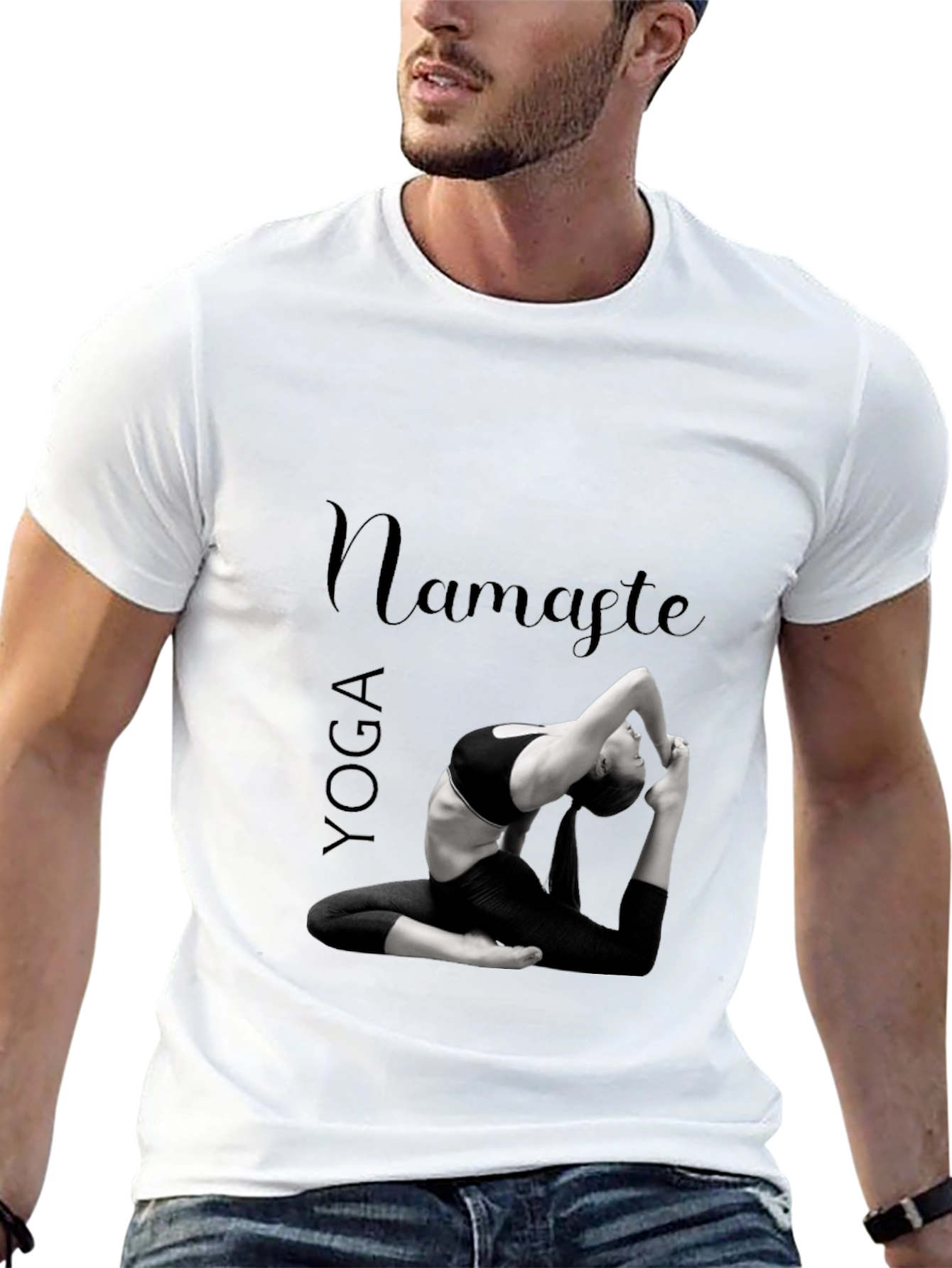 Yoga Namaste Graphic Print Black T-Shirt