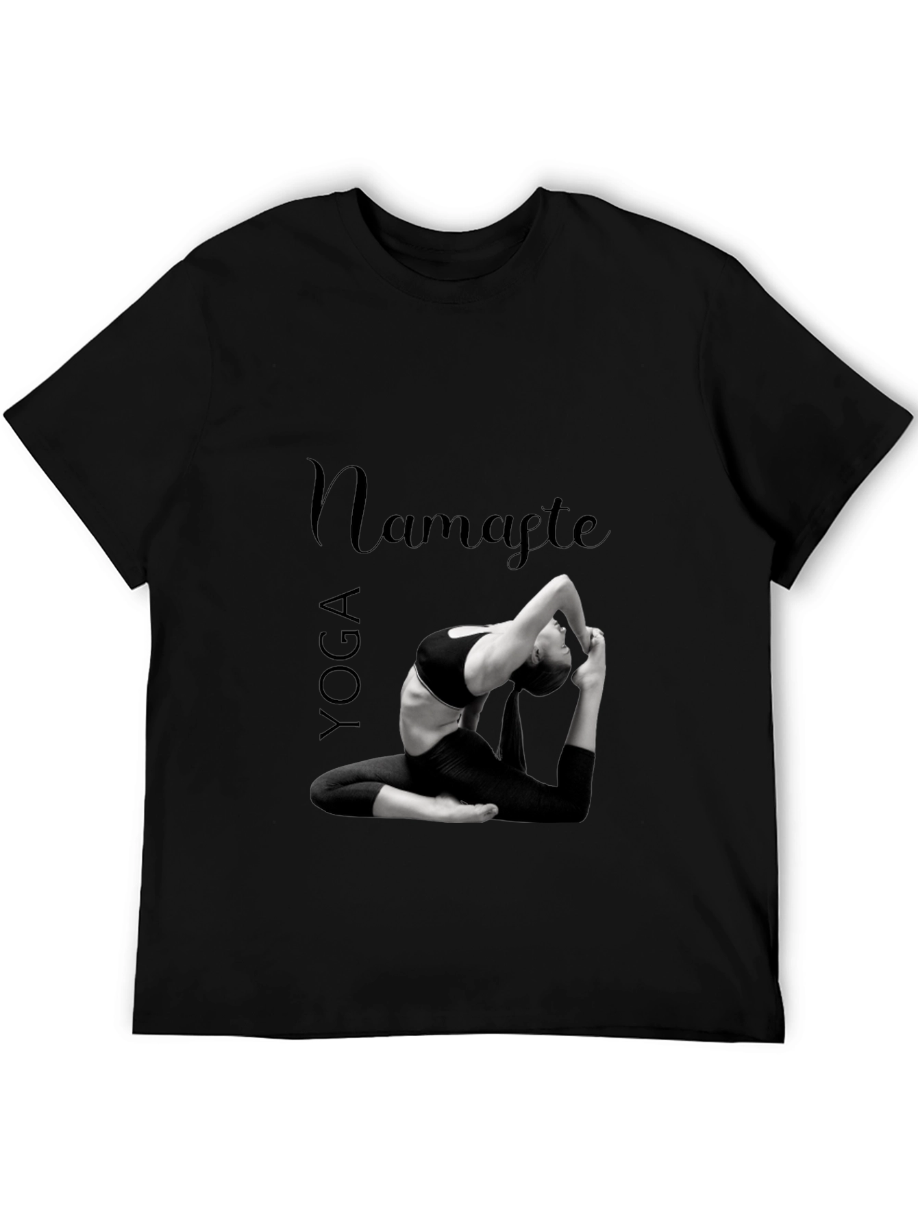 Yoga Namaste Graphic Print Black T-Shirt