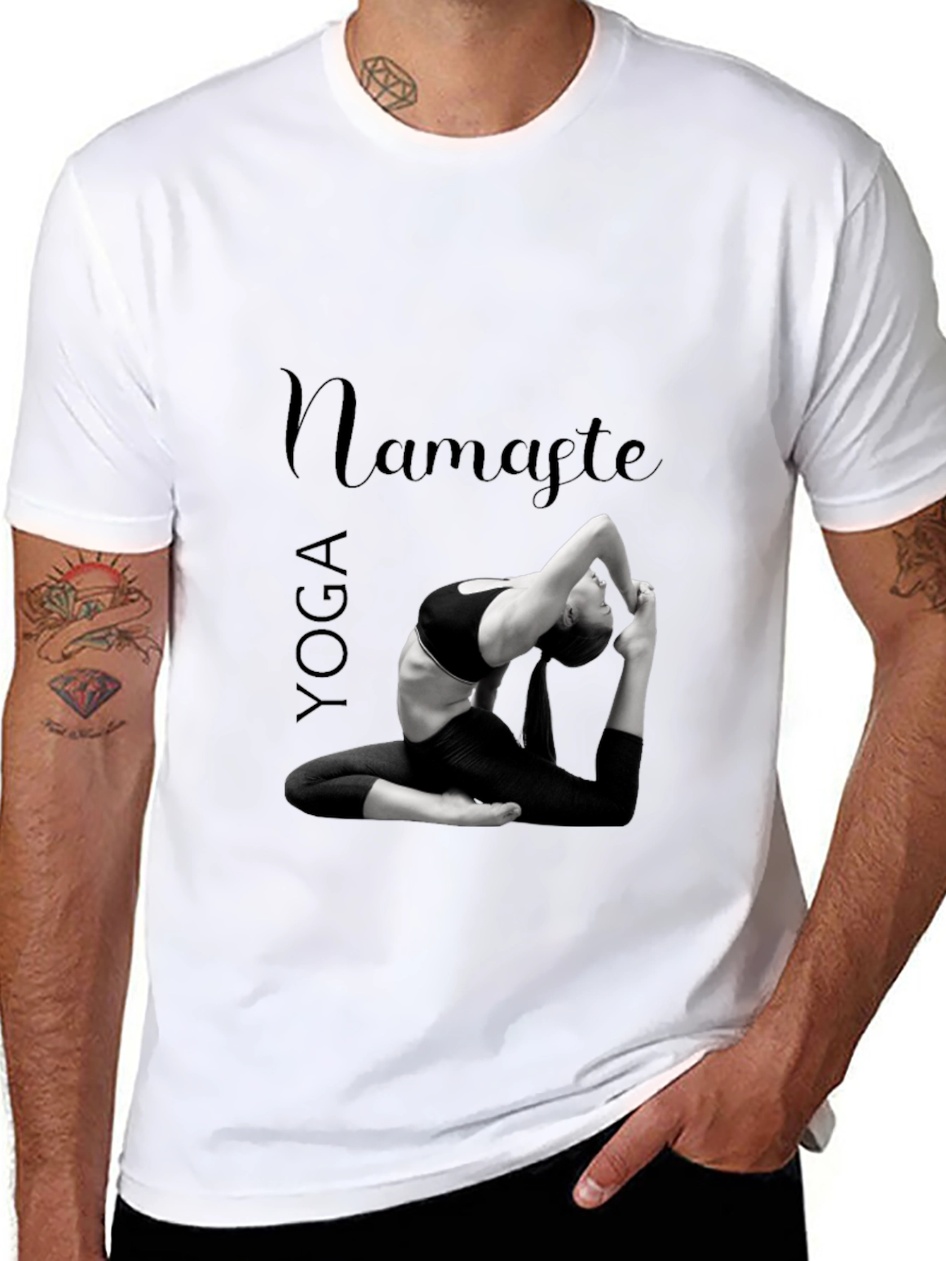 Yoga Namaste Graphic Print Black T-Shirt