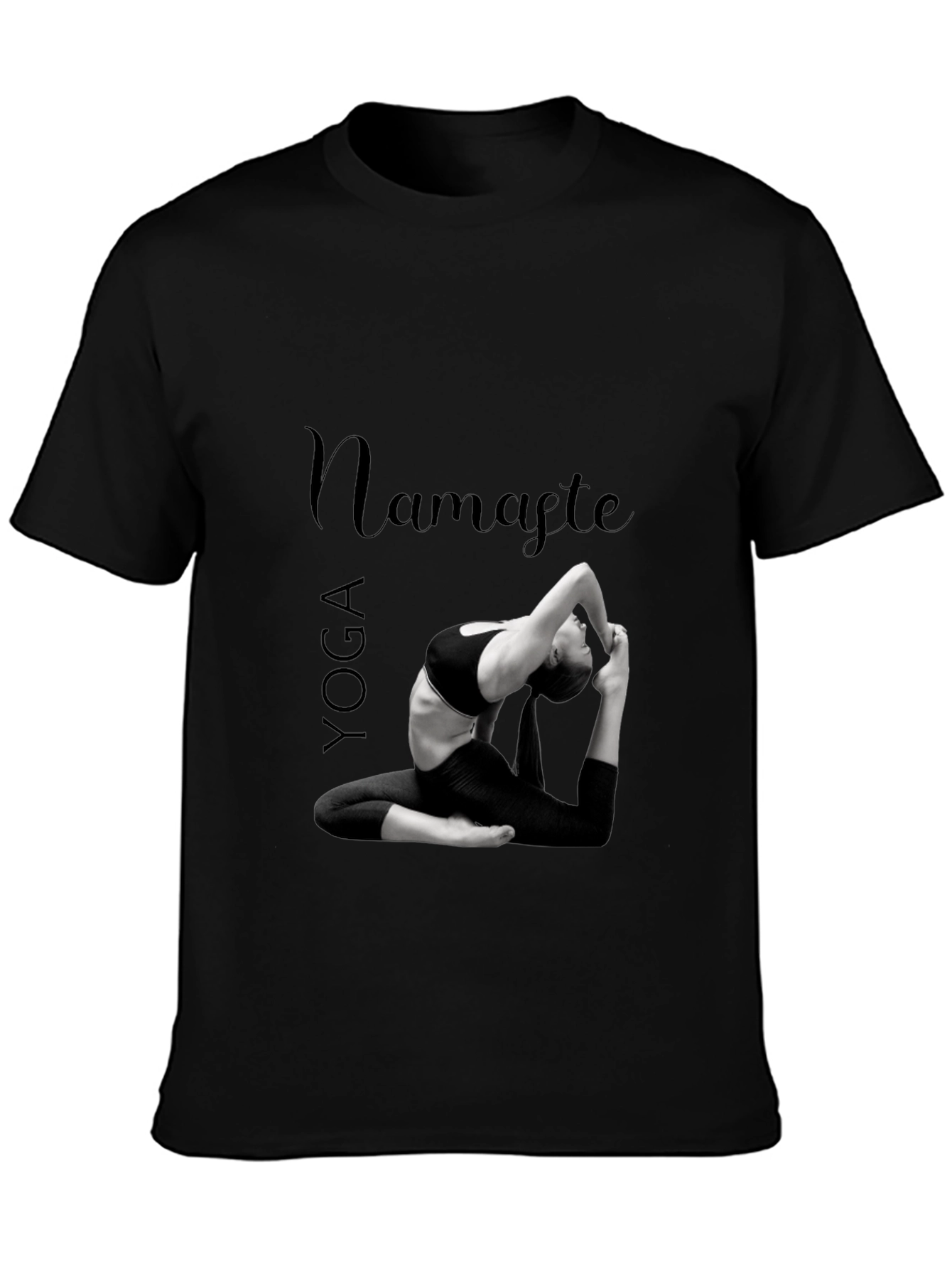 Yoga Namaste Graphic Print Black T-Shirt